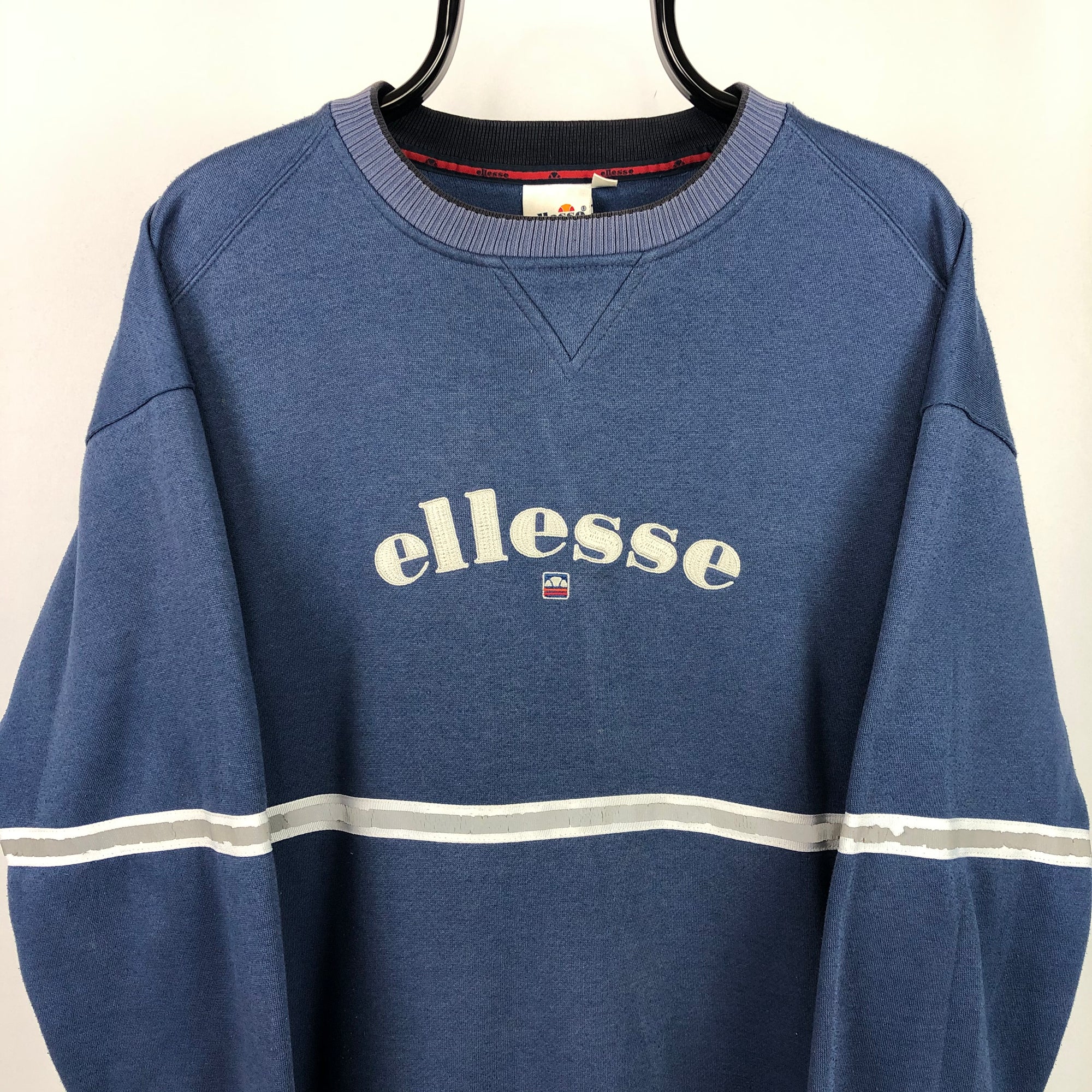 Vintage 90s Ellesse Spellout Sweatshirt in Navy - Men's Large/Women's XL