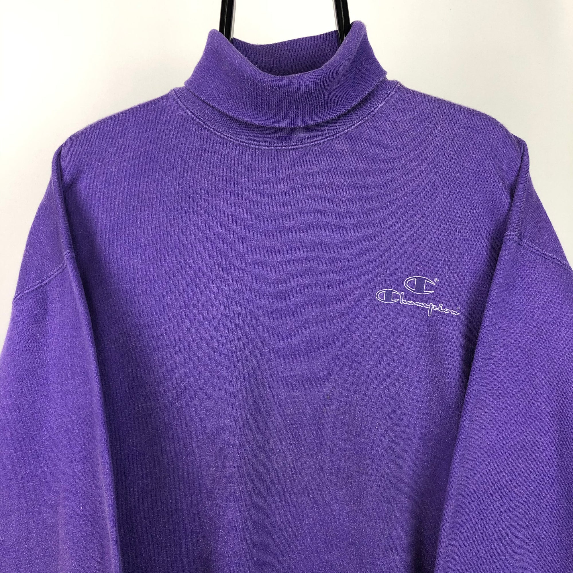 Vintage 80s Champion Roll Neck Sweatshirt in Purple - Men's Large/Women's XL