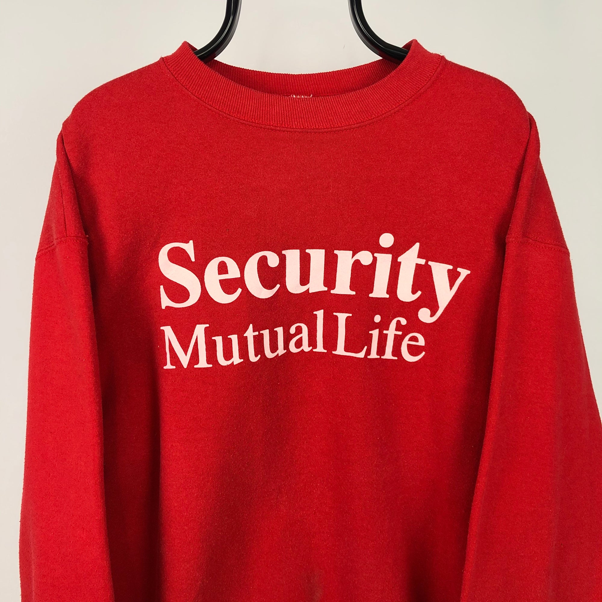 Vintage 90s 'Security' Sweatshirt in Red - Men's Large/Women's XL