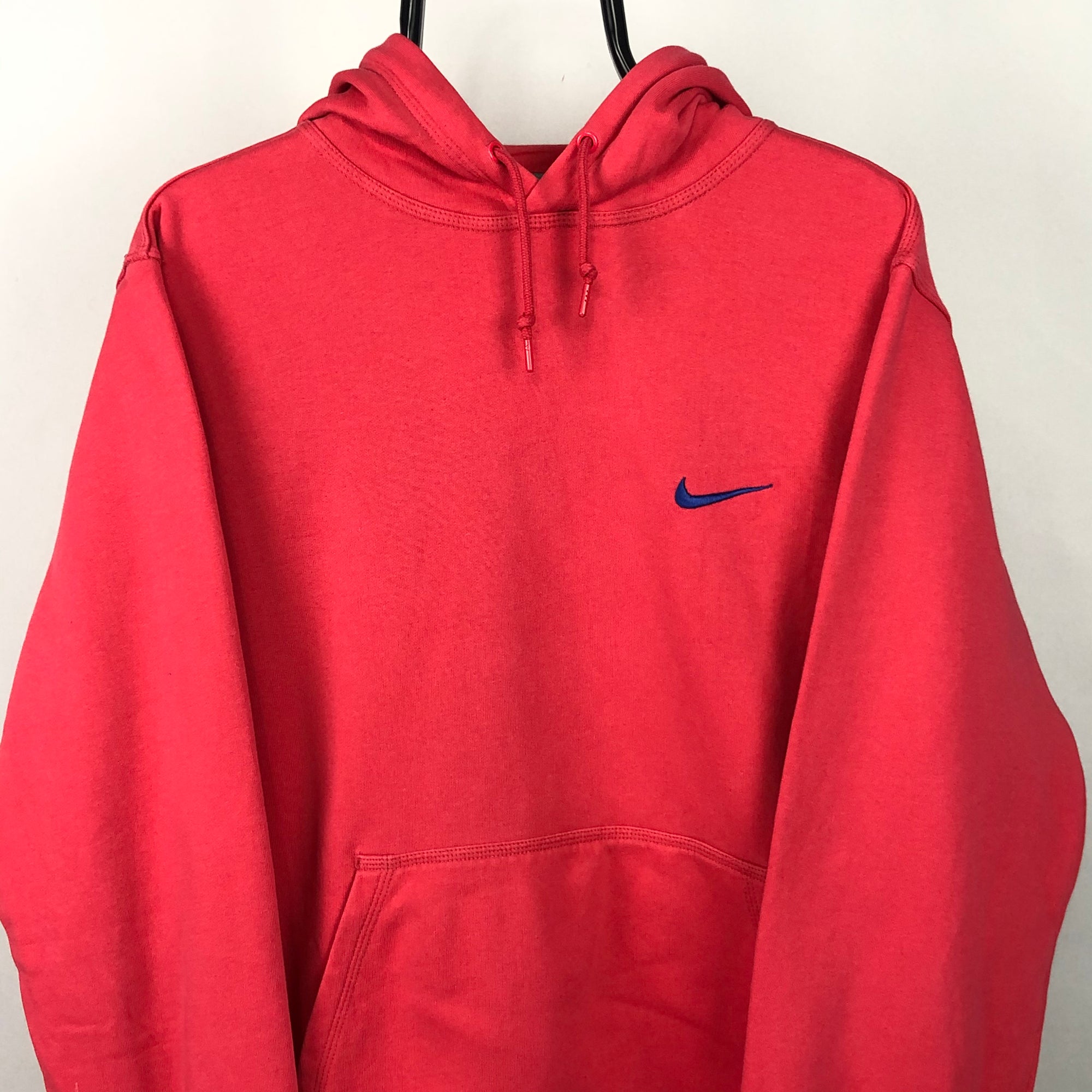 Nike Embroidered Small Swoosh Hoodie in Pink/Blue - Men's Medium/Women's Large