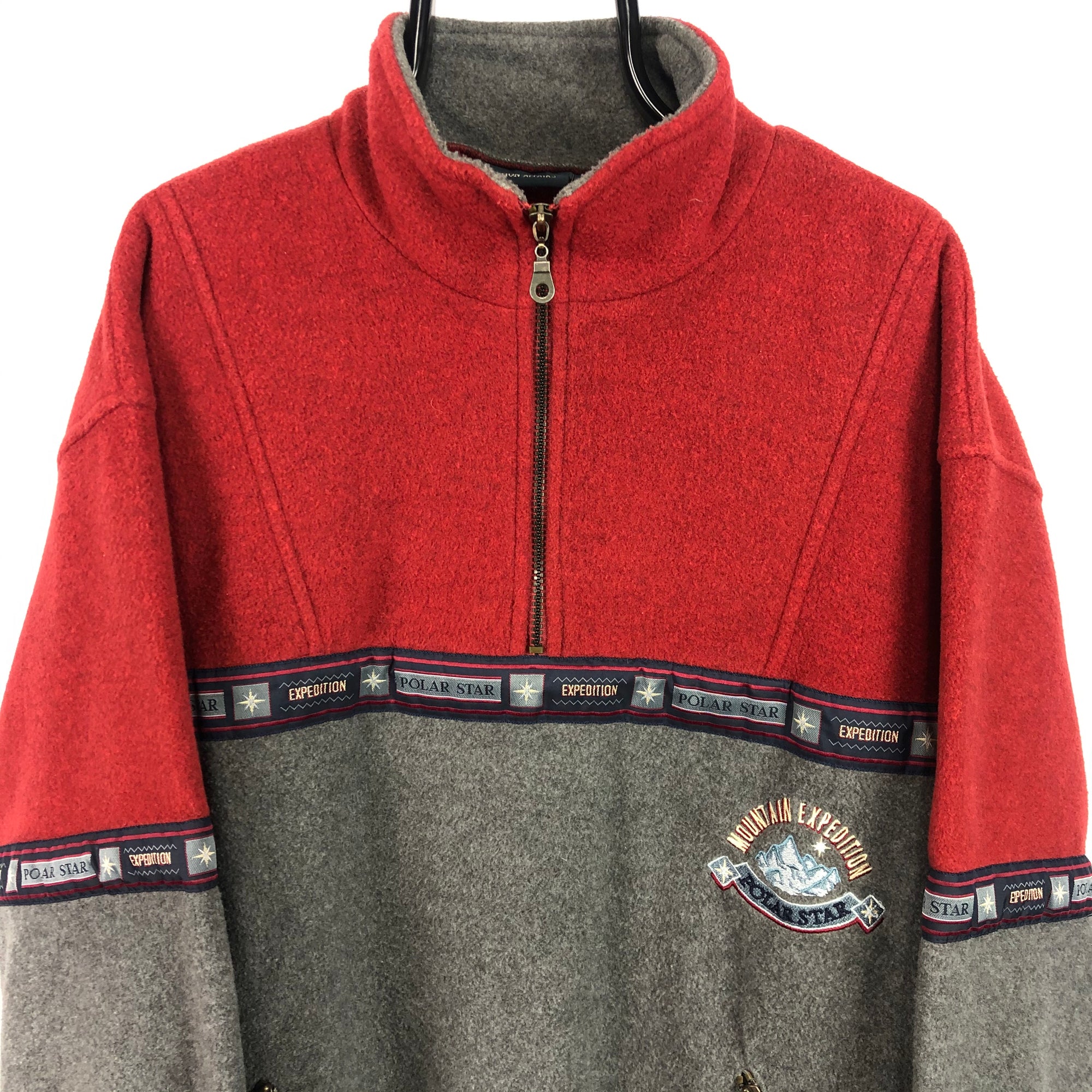 Vintage 'Mountain Expedition' Fleece in Red/Grey - Men's XL/Women's XXL
