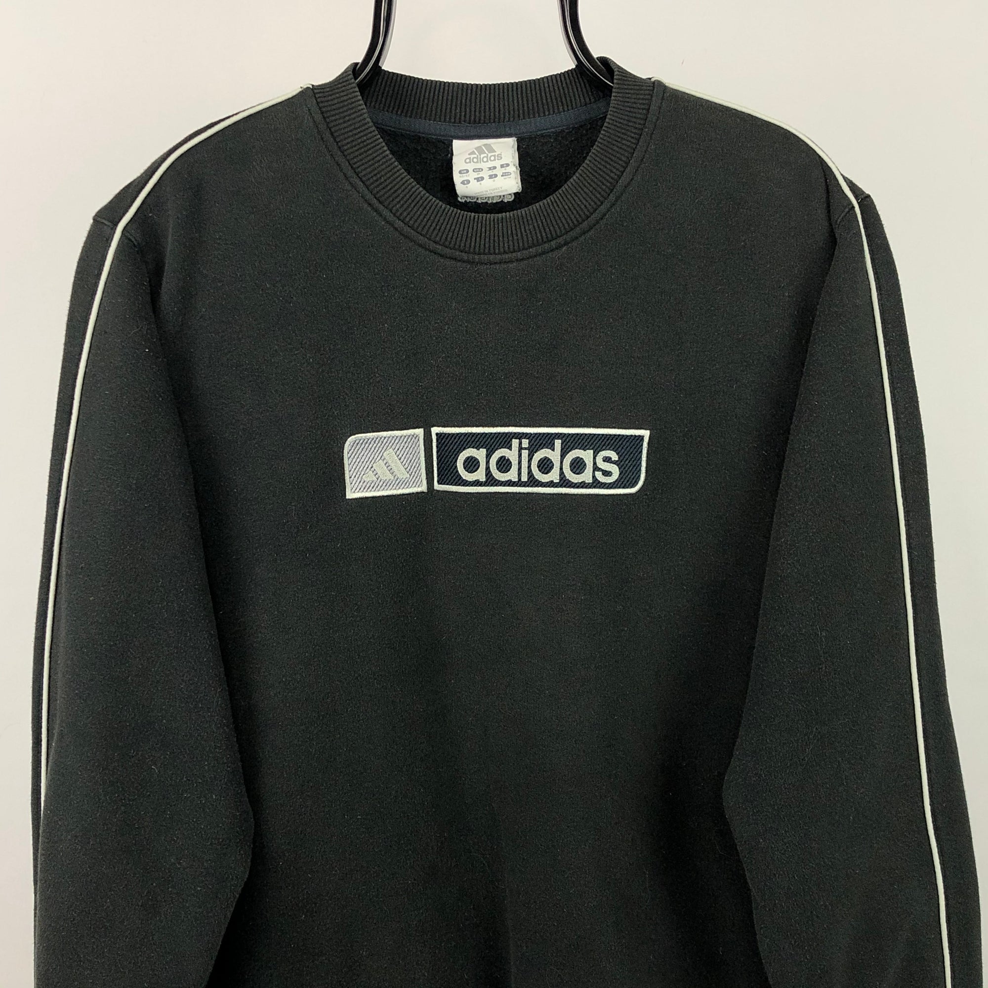 Vintage Adidas Spellout Sweatshirt in Black - Men's Medium/Women's Large