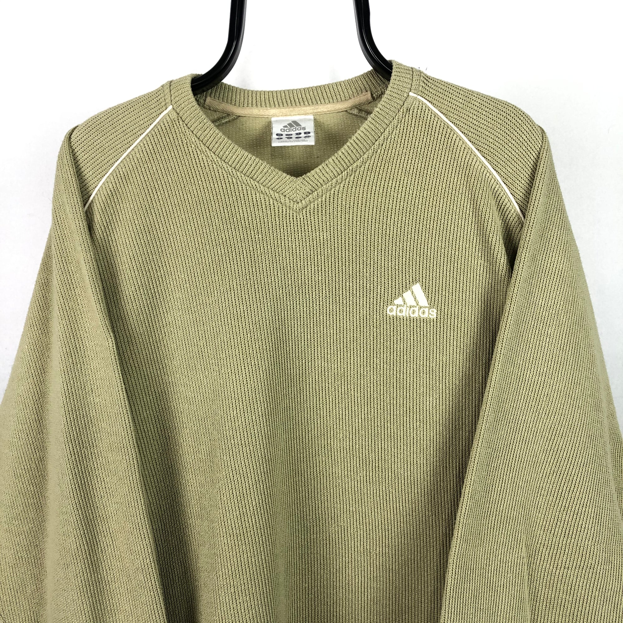 Vintage Adidas Embroidered Small Logo Sweater in Beige - Men's Medium/Women's Large