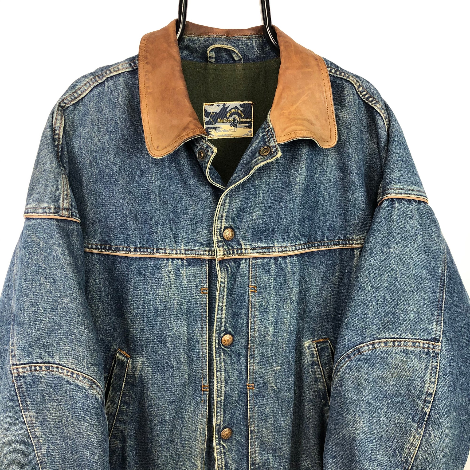 Vintage 90s Marlboro Classics Wool-Lined Denim Jacket - Men's Large/Women's XL