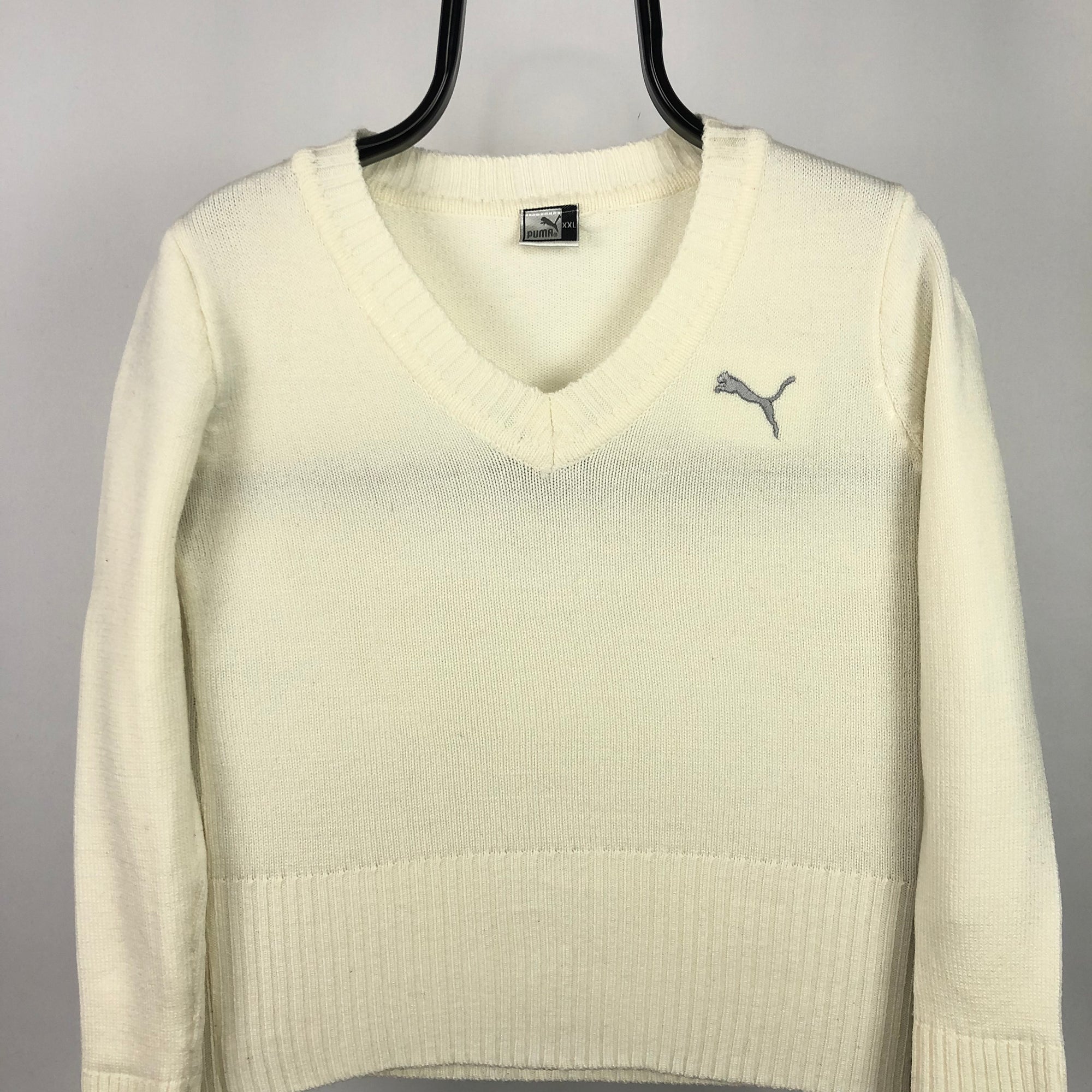 Vintage Puma Knit Sweater in Cream - Women's XS