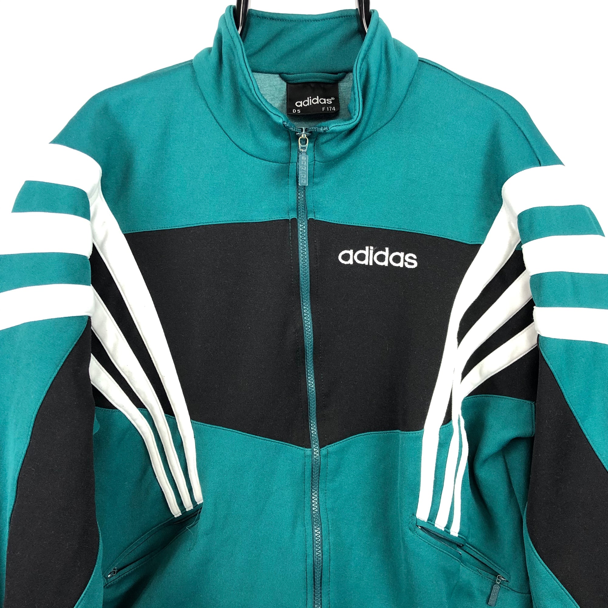 Vintage 90s Adidas Track Jacket in Green/Black/White - Men's Medium/Women's Large