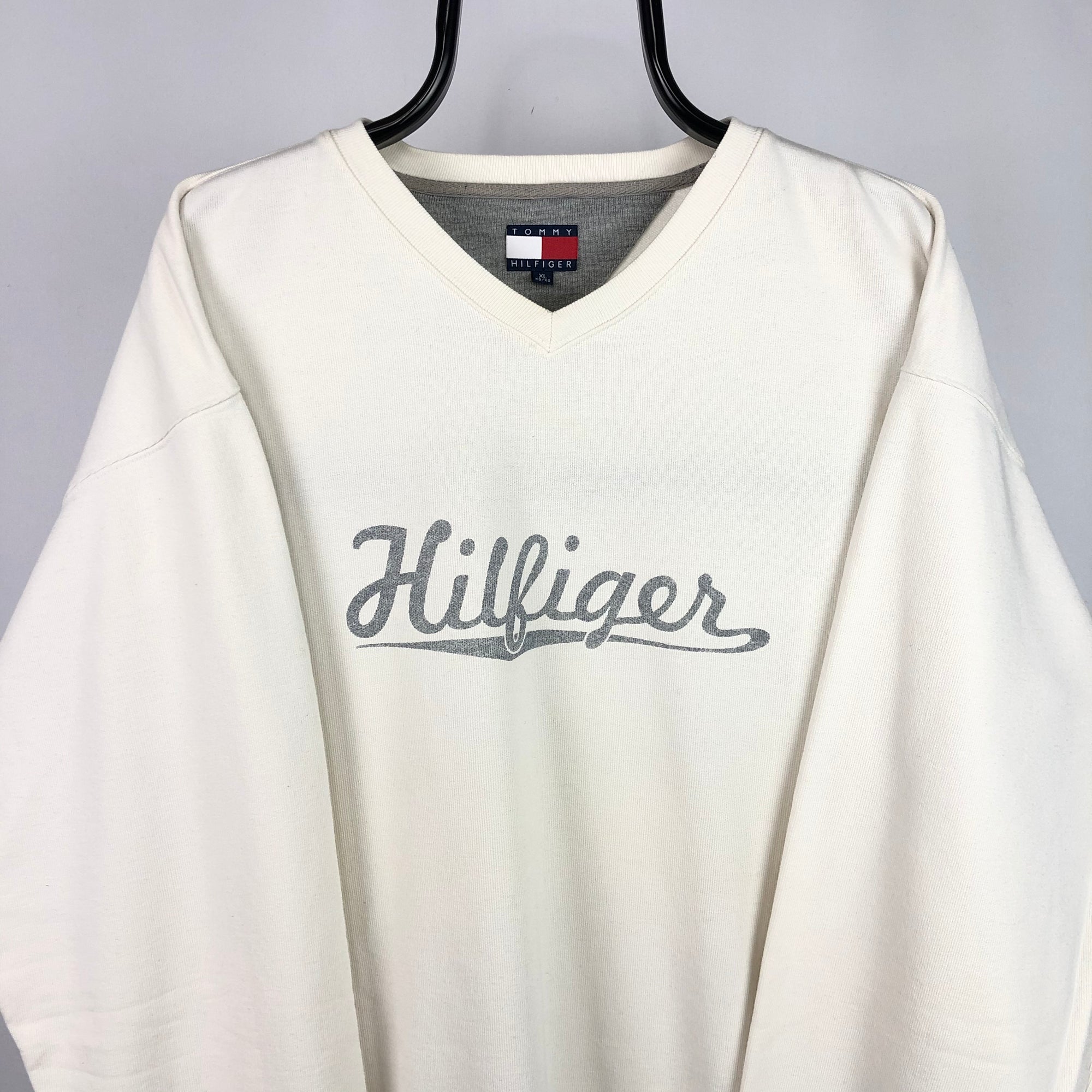 Tommy Hilfiger Spellout Sweatshirt in White - Men's XL/Women's XXL