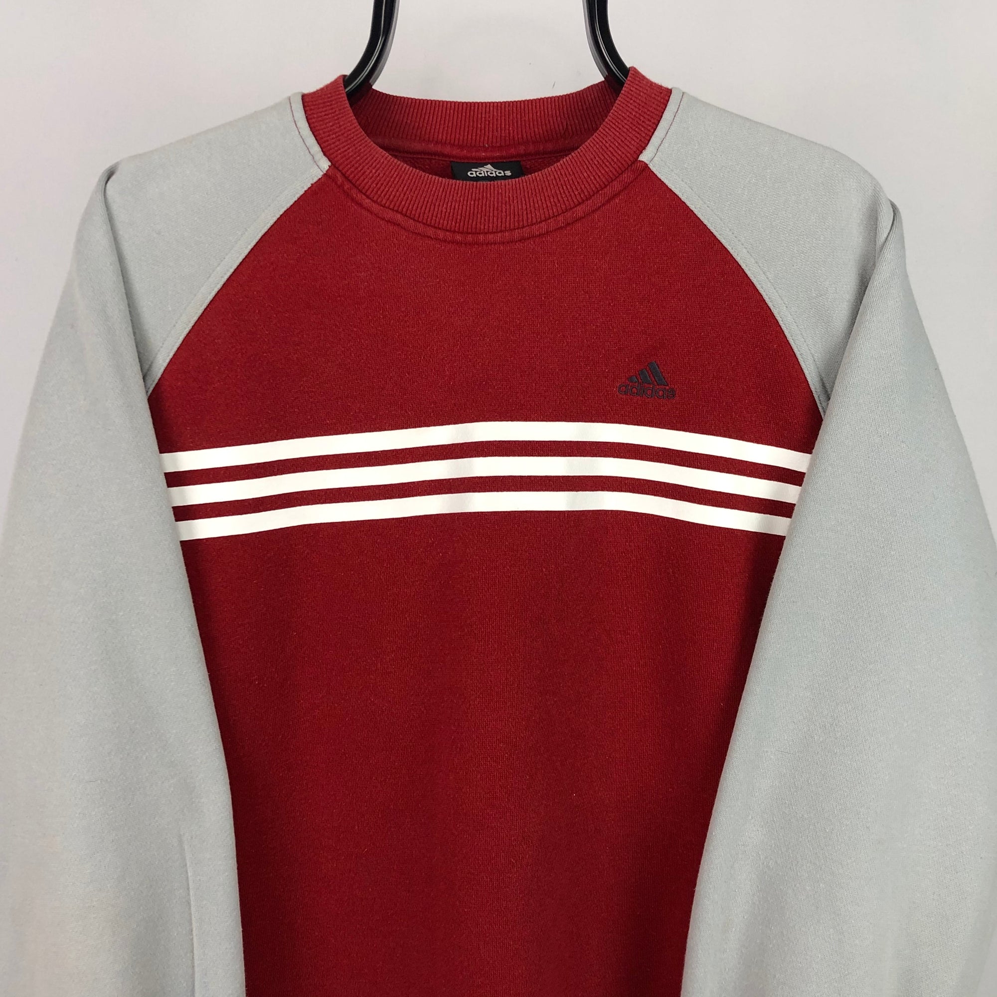 Adidas Embroidered Small Logo Sweatshirt in Red/White/Stone - Men's Medium/Women's Large