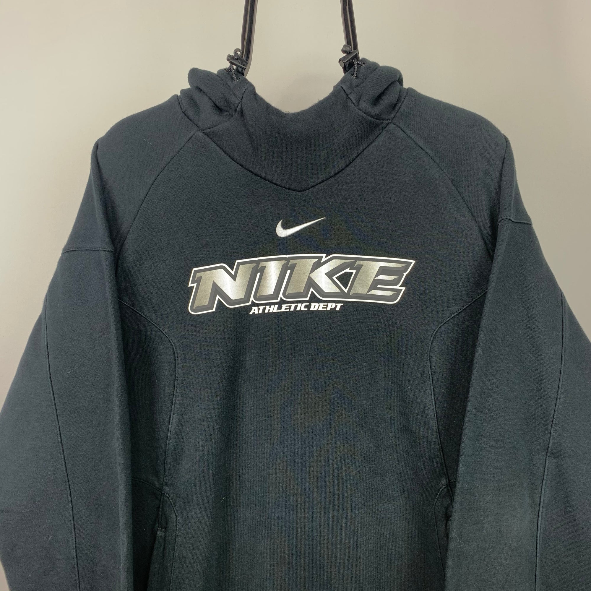 Nike Spellout Embroidered Centre Swoosh Hoodie in Black - Men's Medium/Women's Large