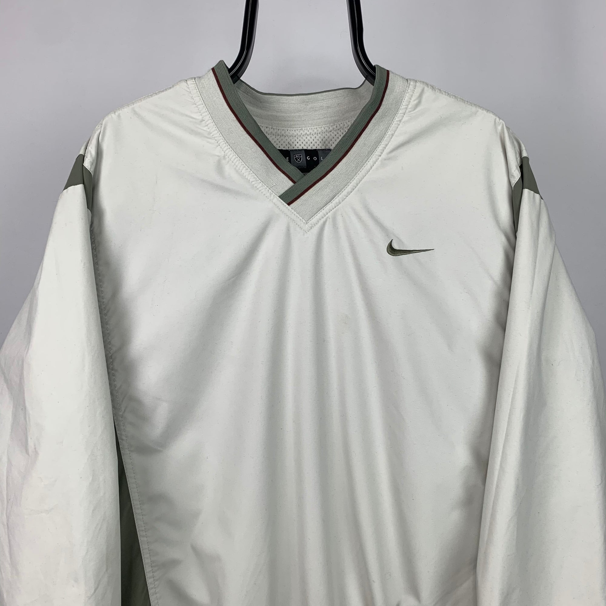 Vintage Nike Nylon Sweatshirt in Beige - Men's Medium/Women's Large