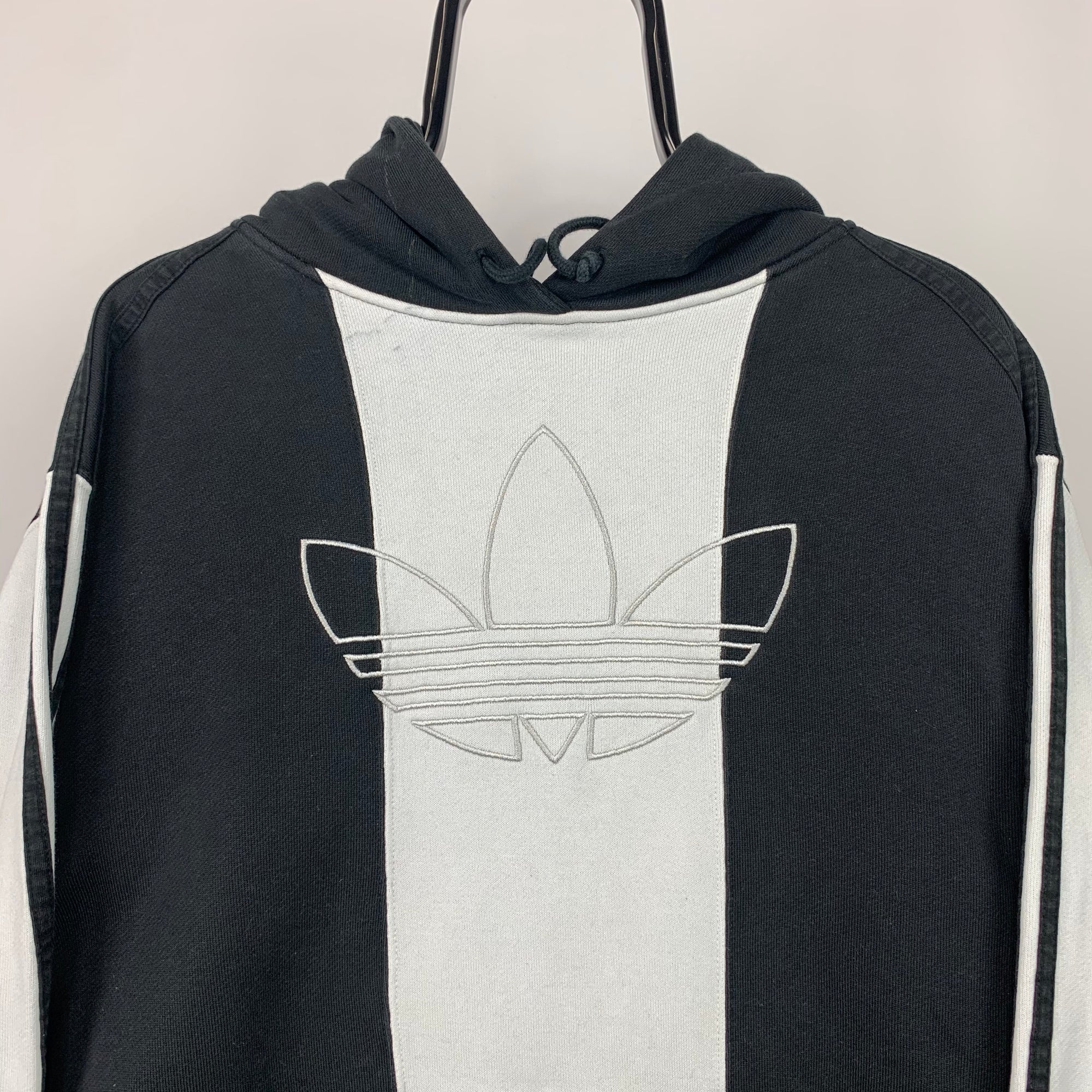 Adidas Embroidered Logo Hoodie in Black/White - Men's Medium/Women's Large