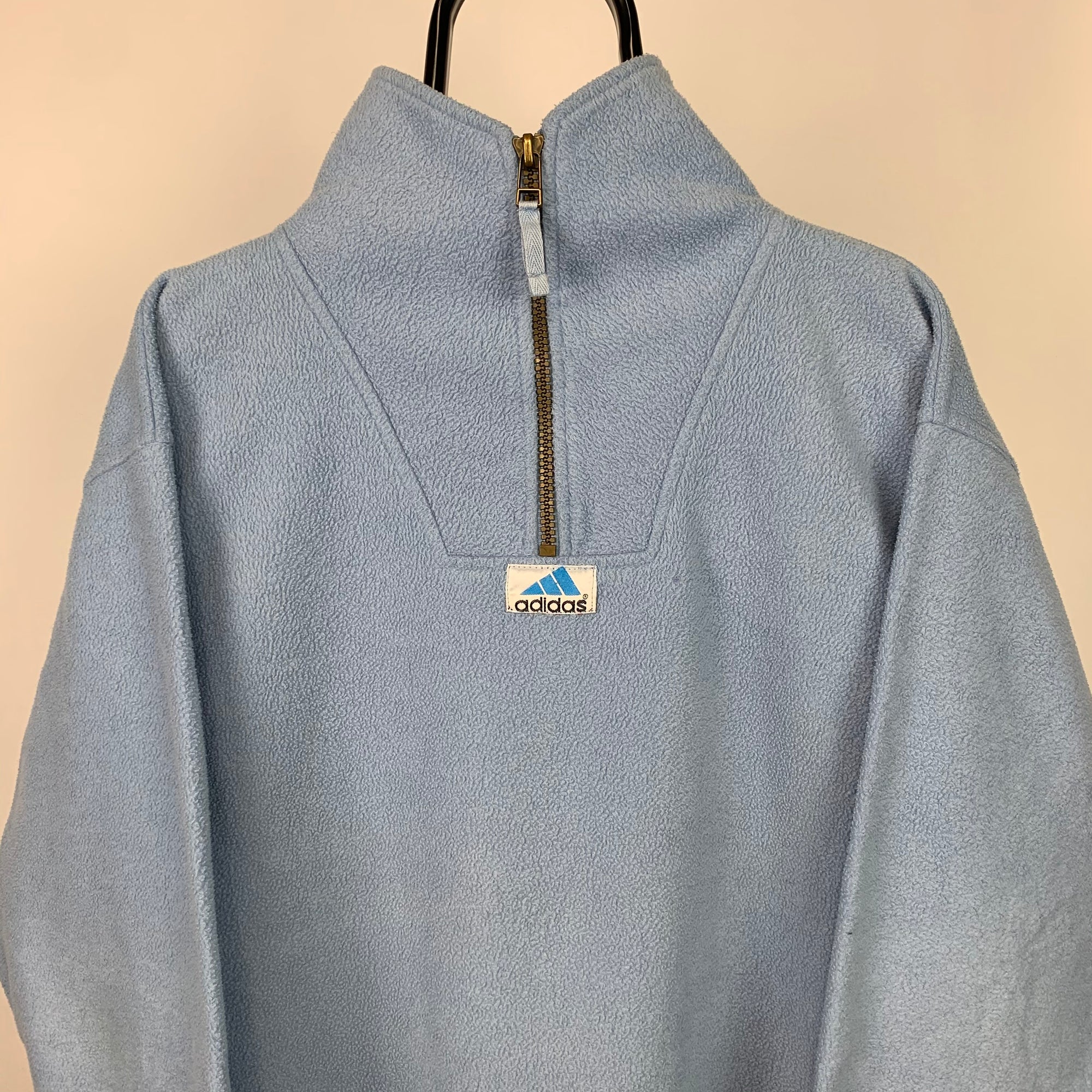 Adidas 1/4 Zip Fleece in Baby Blue - Men's Large/Women's XL