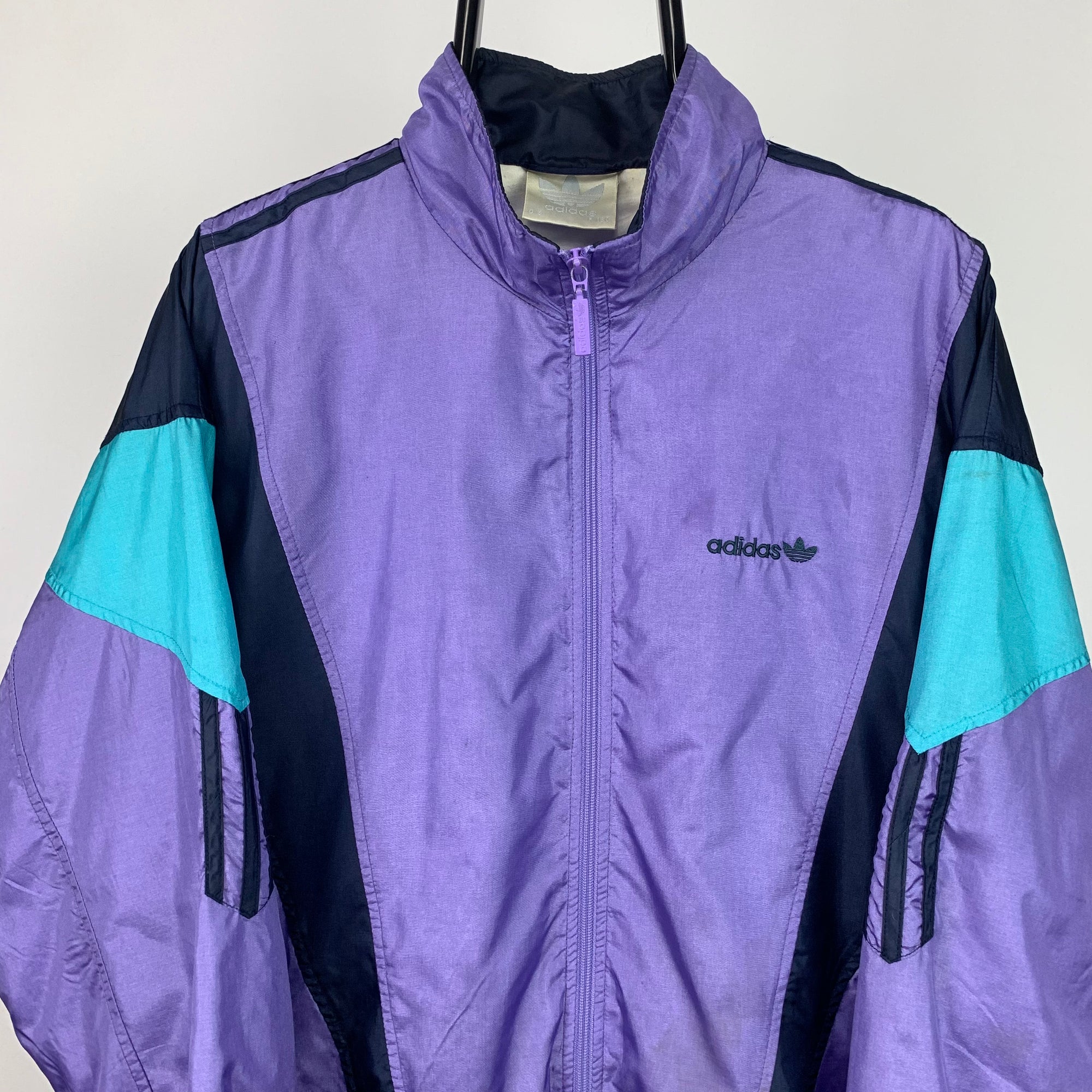 Vintage 90s Adidas Track Jacket in Purple/Navy/Turquoise - Men's Large/Women's XL