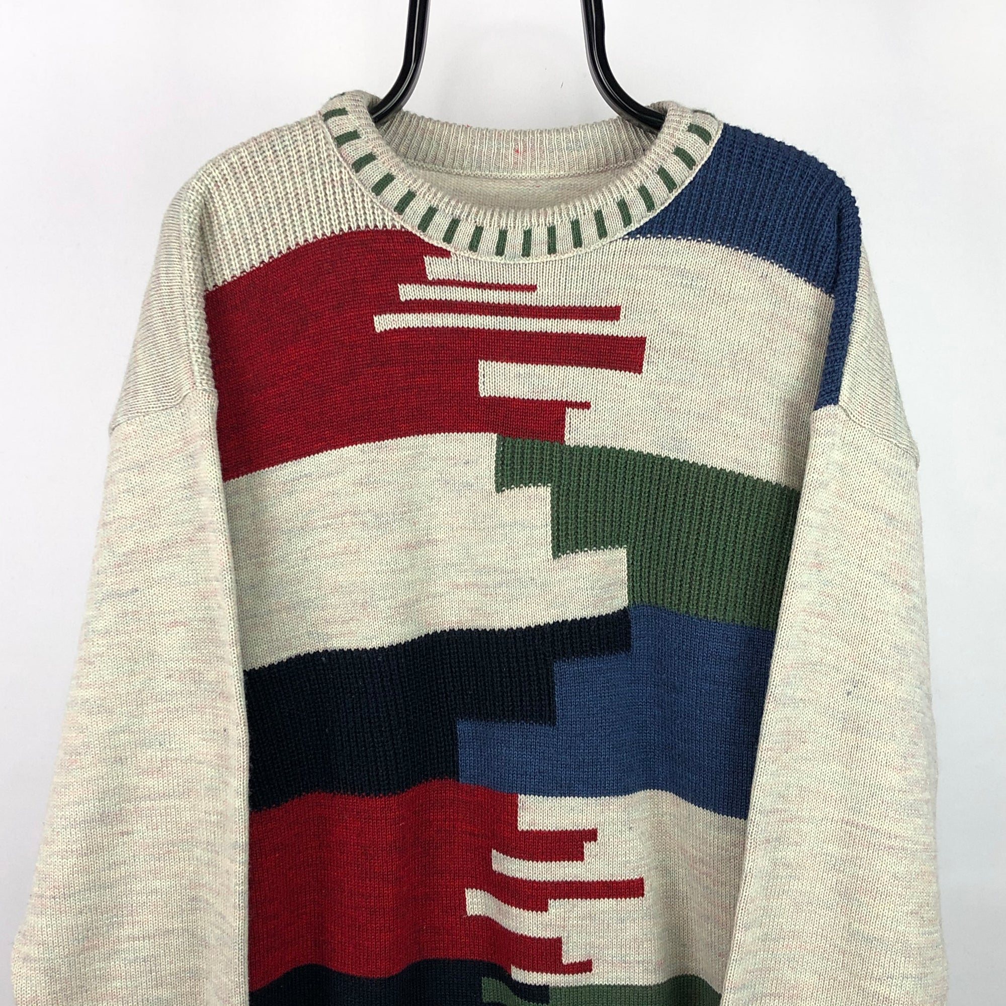 Vintage Geometric Knit Sweater - Men's Medium/Women's Large