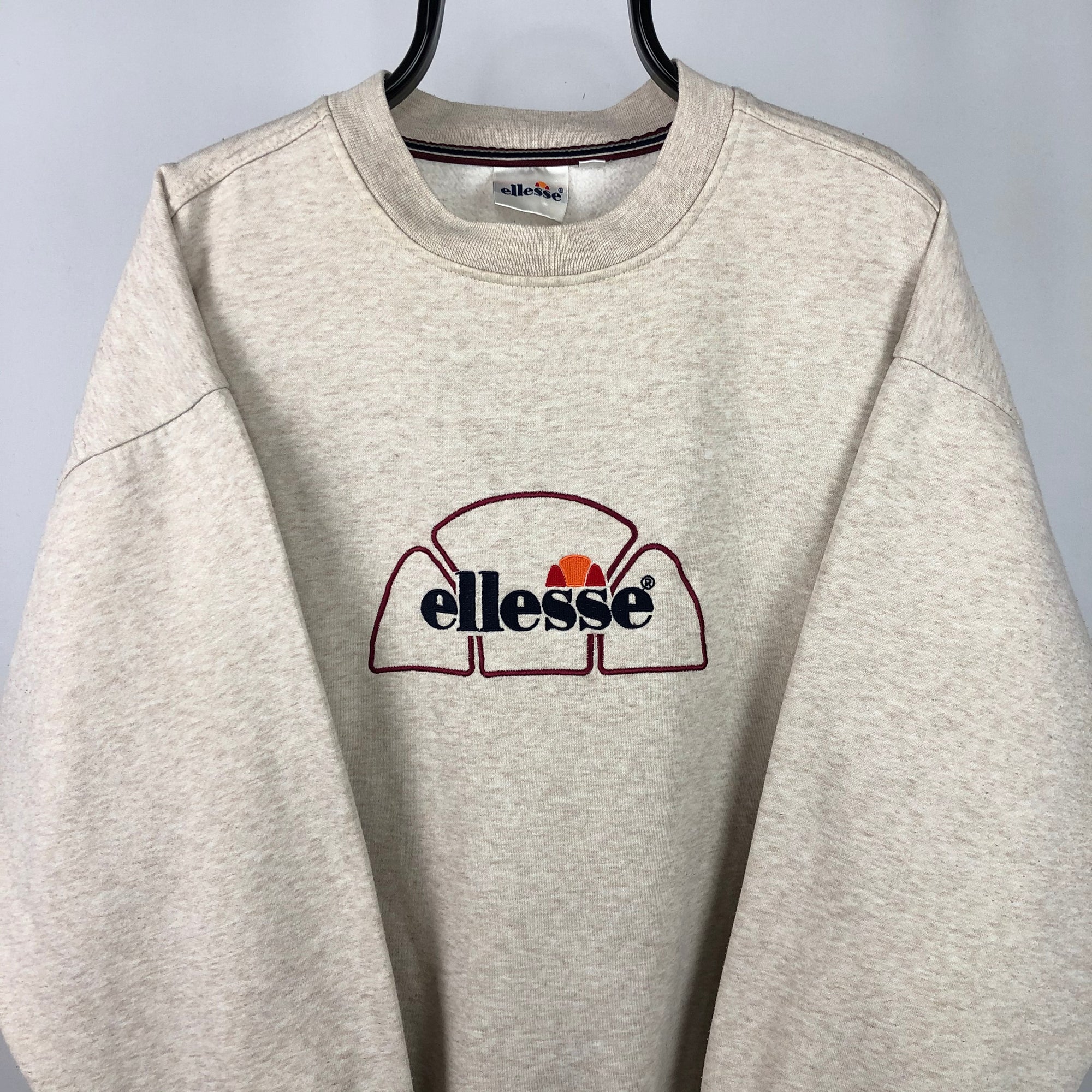 Vintage 90s Ellesse Spellout Sweatshirt in Brown/Grey - Men's Large/Women's XL