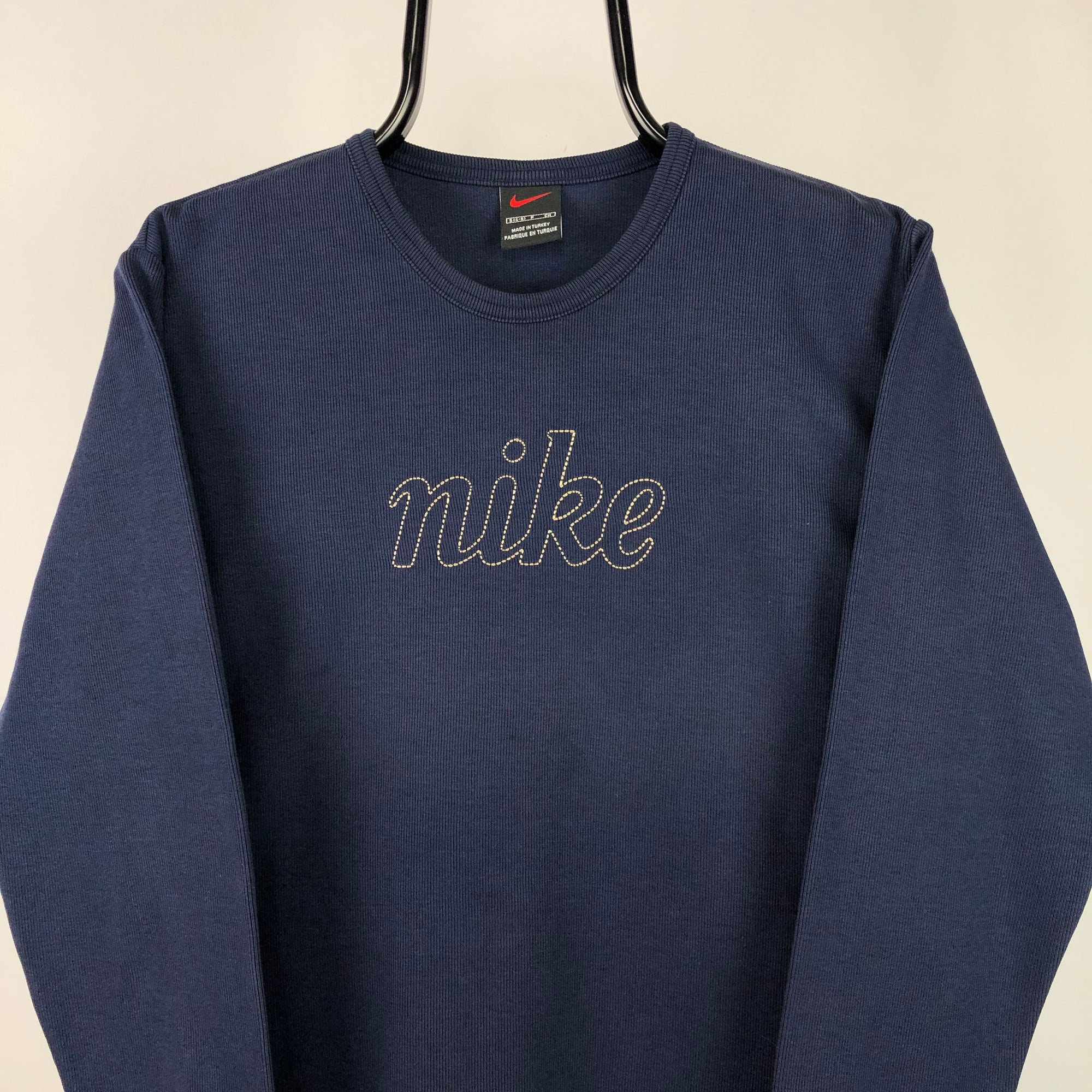 Vintage 90s Nike Spellout Sweatshirt in Navy - Men's XS/Women's Small