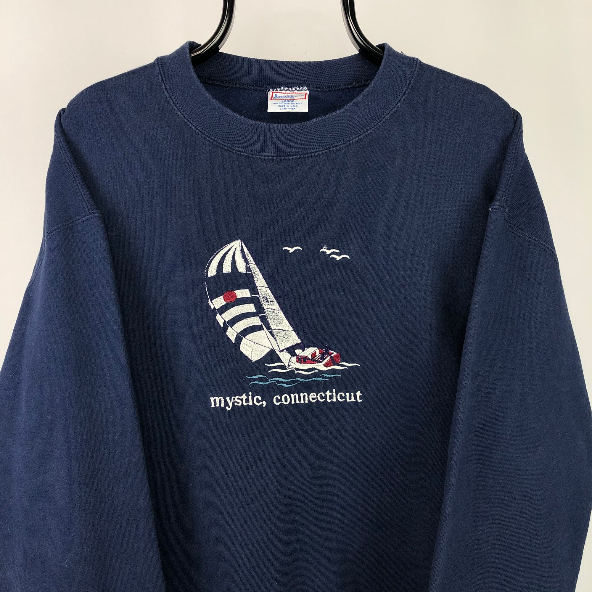 Vintage 90s Connecticut Embroidery Sweatshirt in Navy - Men's Large/Women's XL