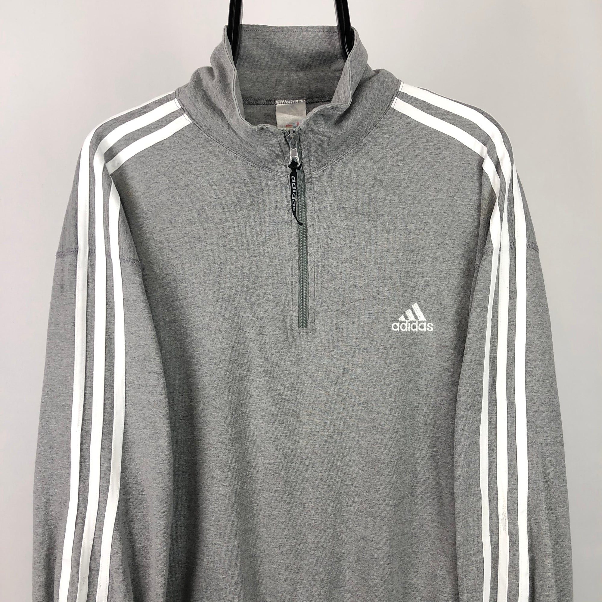 Vintage 90s Adidas Lightweight 1/4 Zip Sweatshirt in Grey - Men's Large/Women's XL