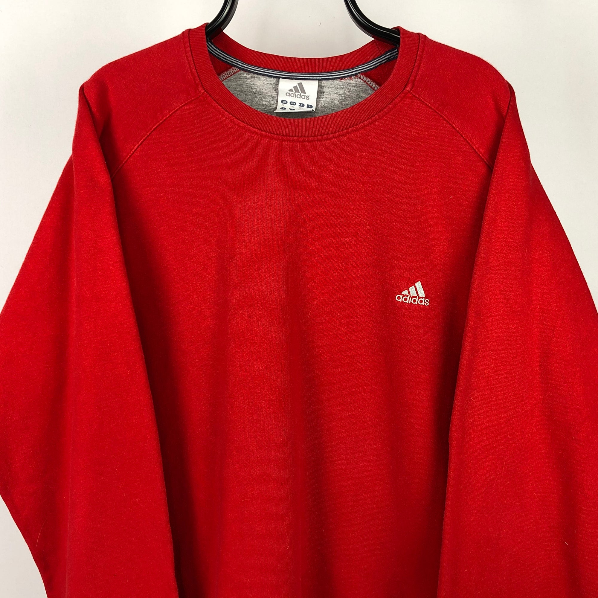 Adidas Embroidered Small Logo Sweatshirt in Red - Men's XL/Women's XXL