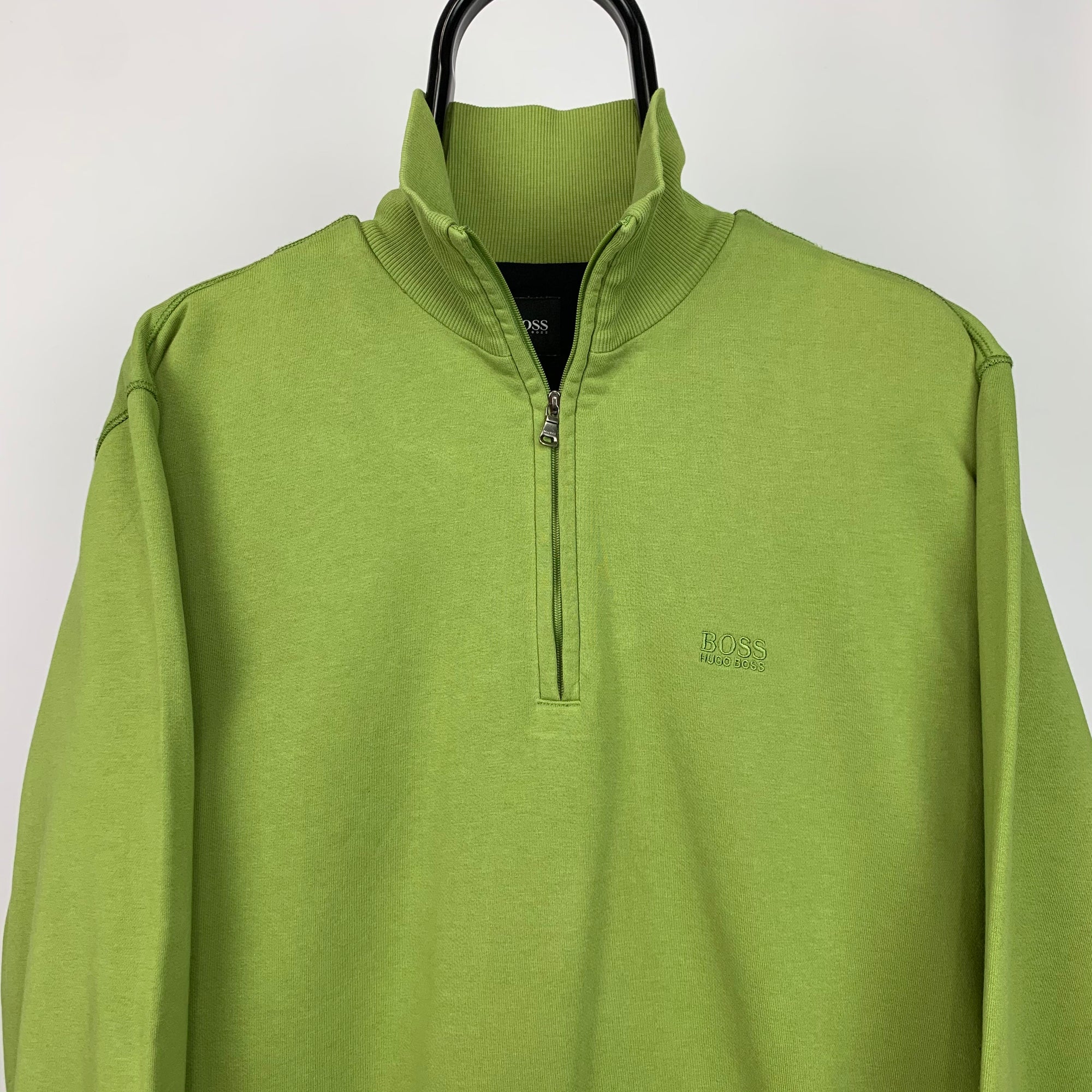 Hugo Boss 1/4 Zip Sweatshirt in Pistachio Green - Men's Large/Women's XL