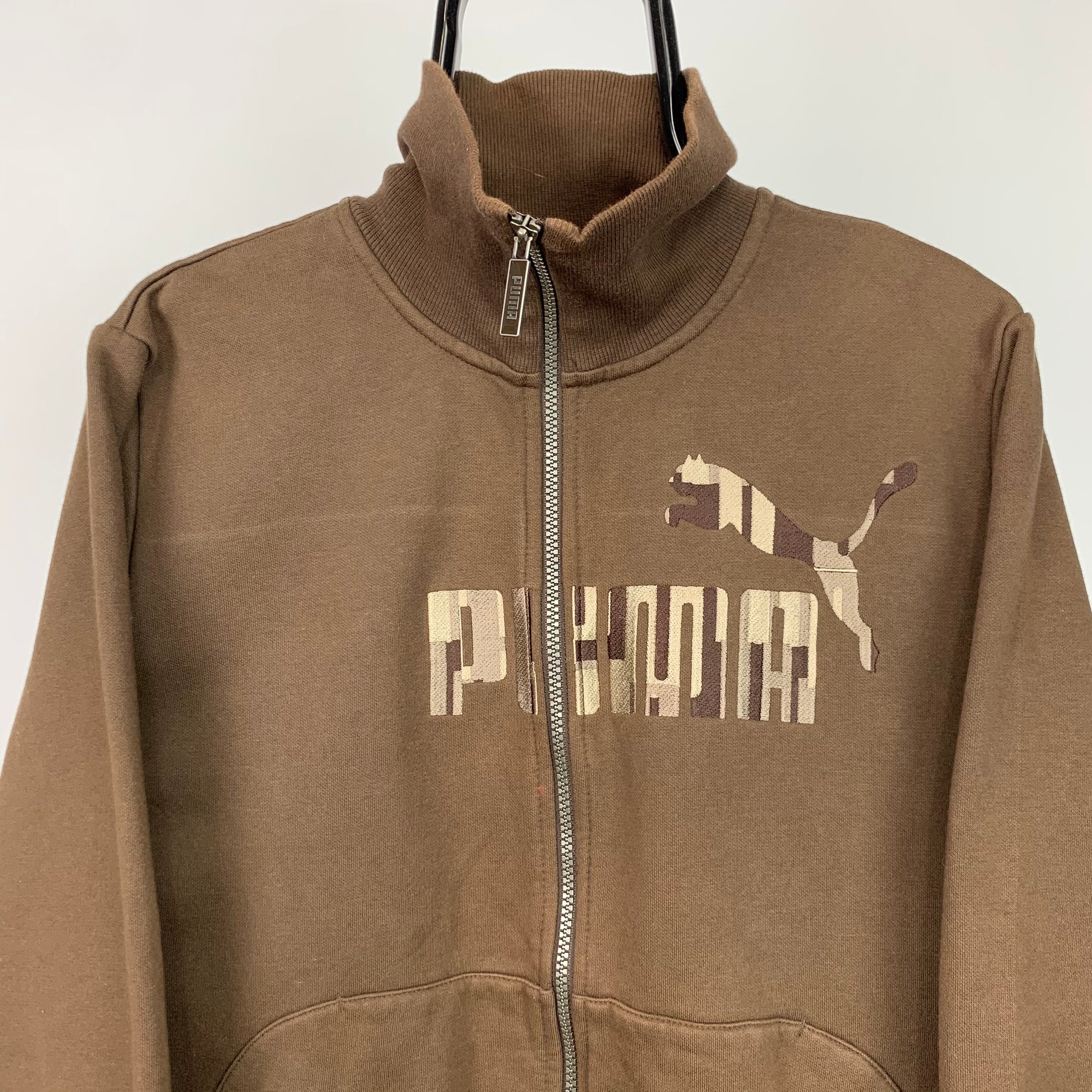 Puma Spellout Zip Sweatshirt in Brown - Men's Small/Women's Medium