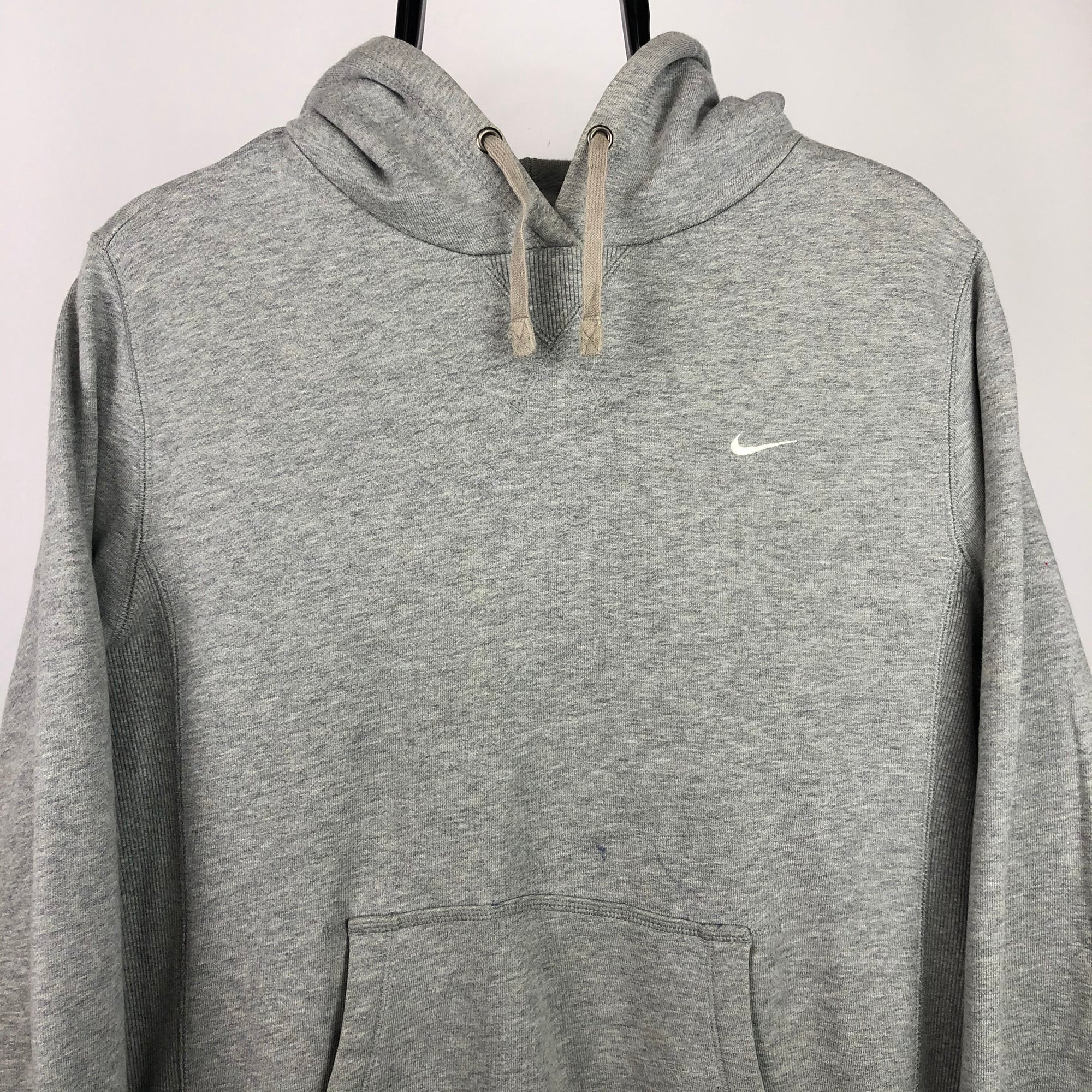 Nike Embroidered Small Swoosh Hoodie in Grey - Men's Medium/Women's Large