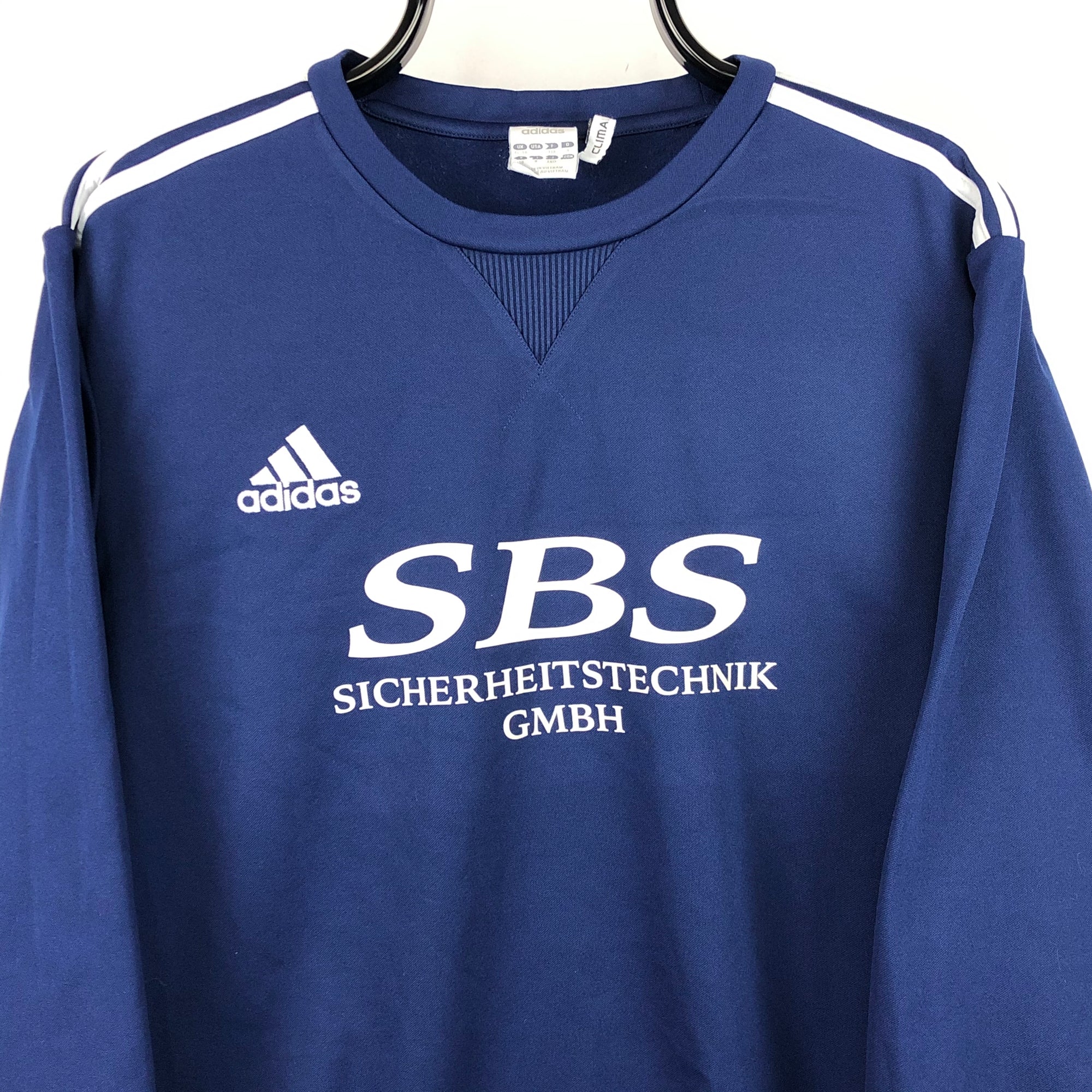Adidas Embroidered Small Logo Sweatshirt in Navy - Men's Medium/Women's Large