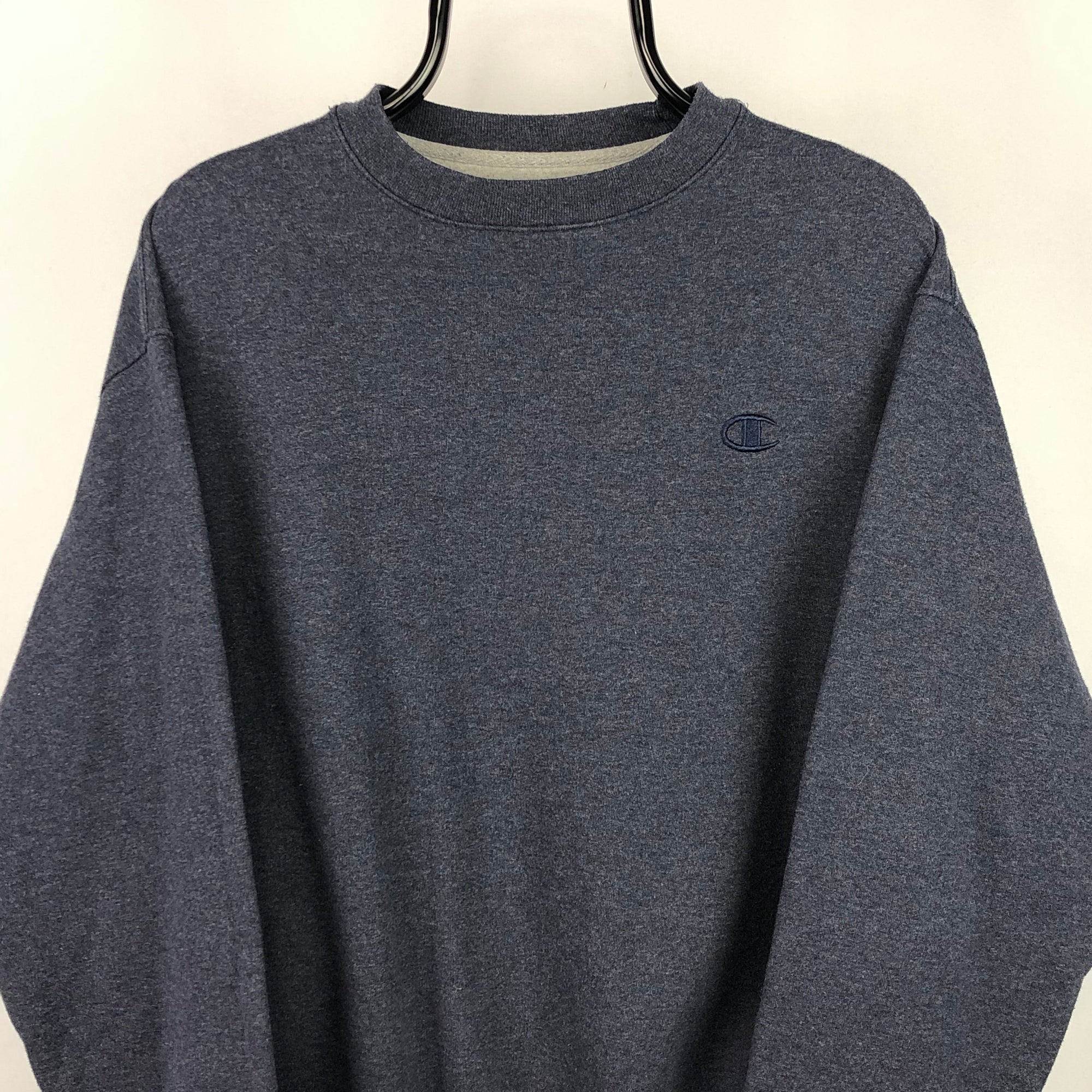 Vintage Champion Embroidered Small Logo Sweatshirt in Navy - Men's Large/Women's XL