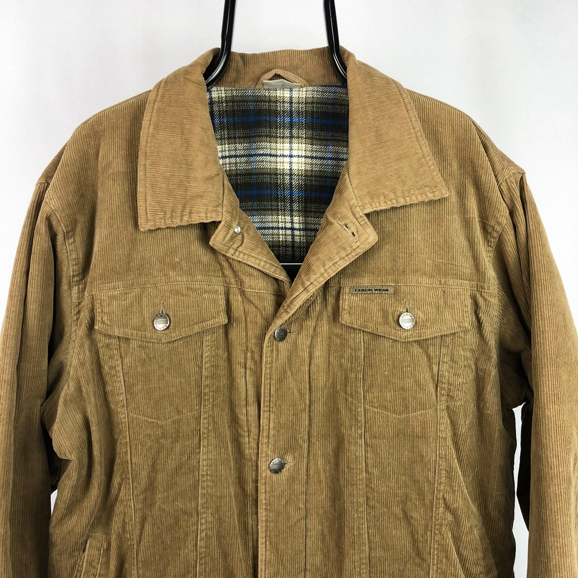 Vintage Plaid-Lined Corduroy Jacket - Men's Large/Women's XL