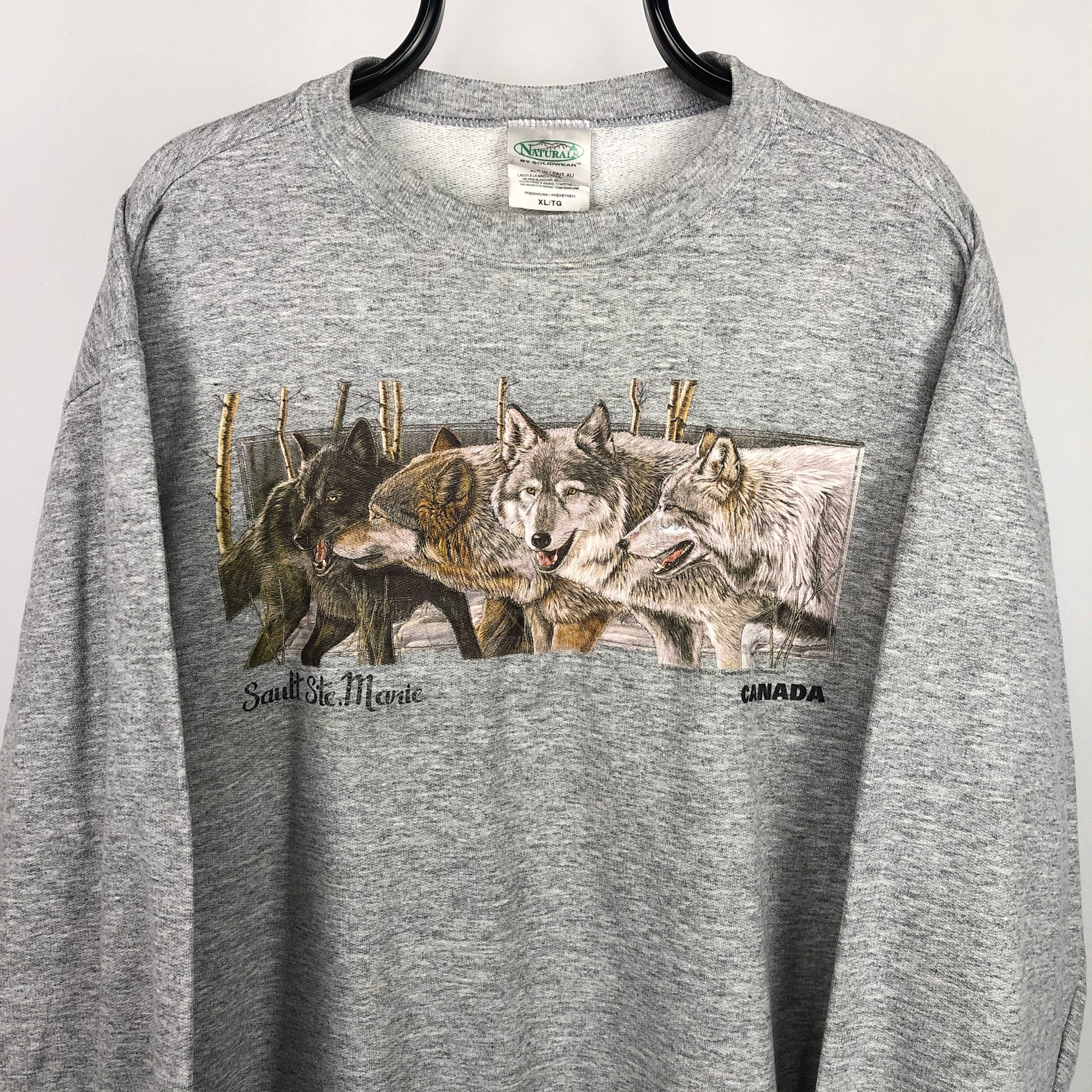 Vintage 90s Canada Wolves Sweatshirt in Grey - Men's Large/Women's XL