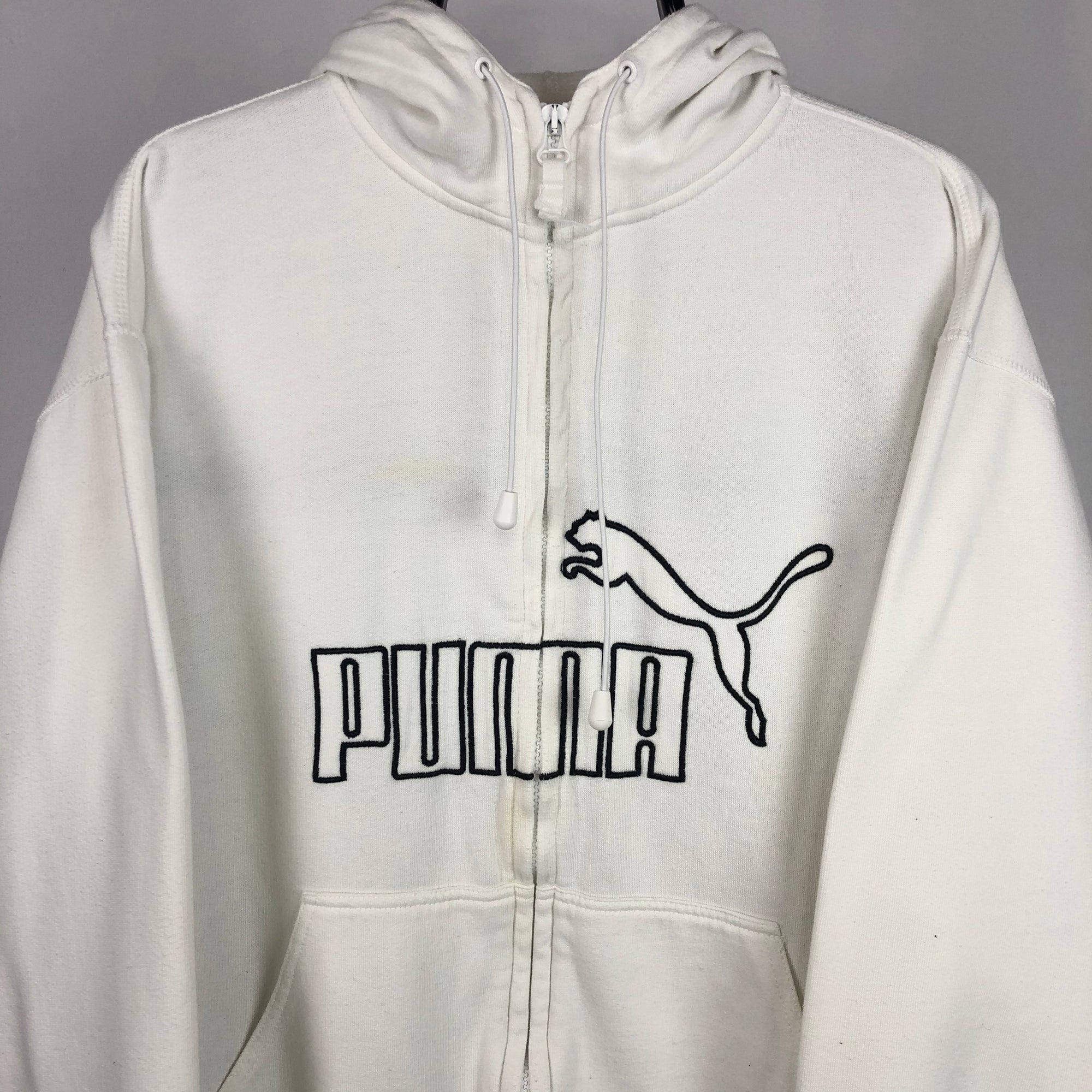 Puma Spellout Zip Hoodie in White - Men's Medium/Women's Large