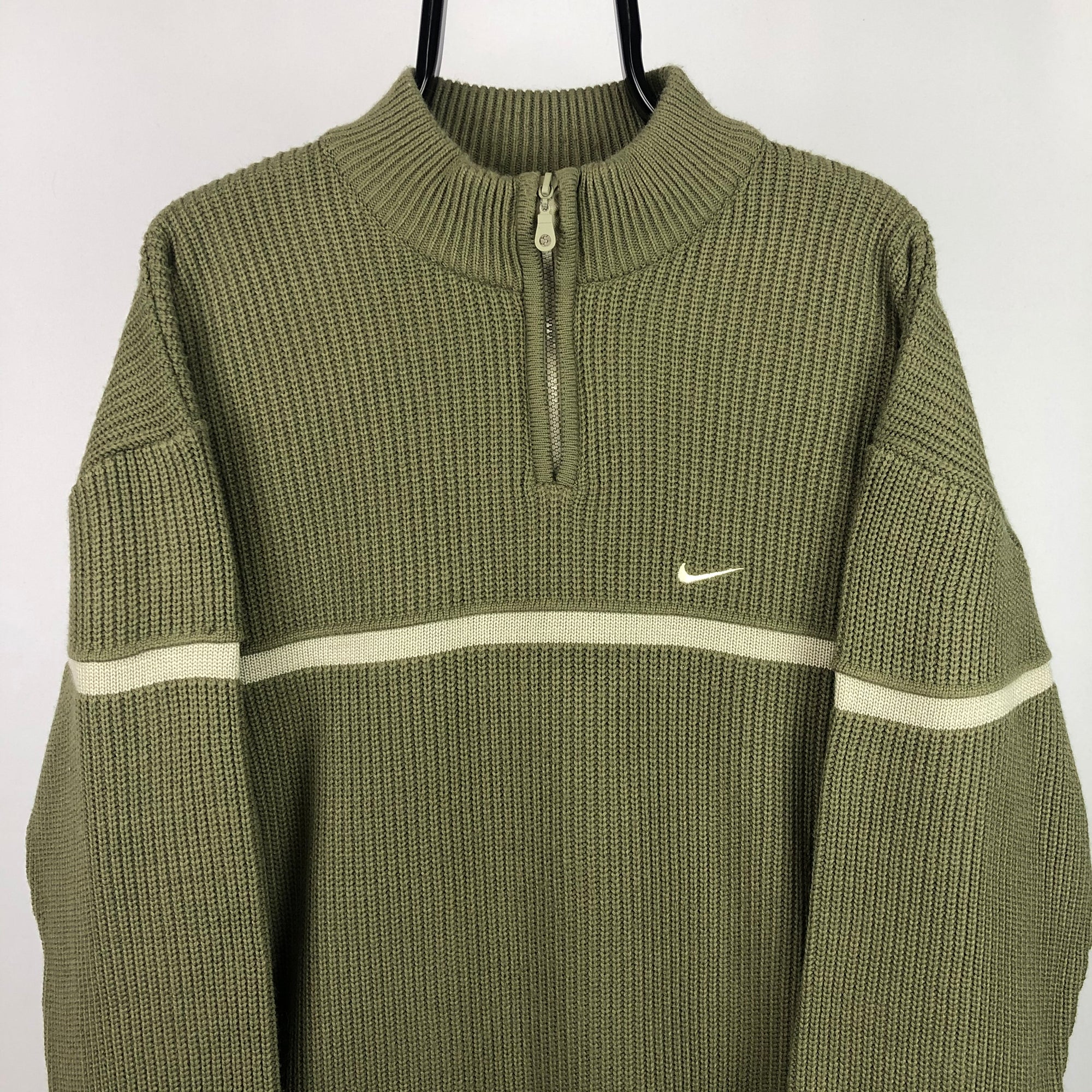 Vintage Nike Knit Sweater in Khaki/Beige - Men's Large/Women's XL