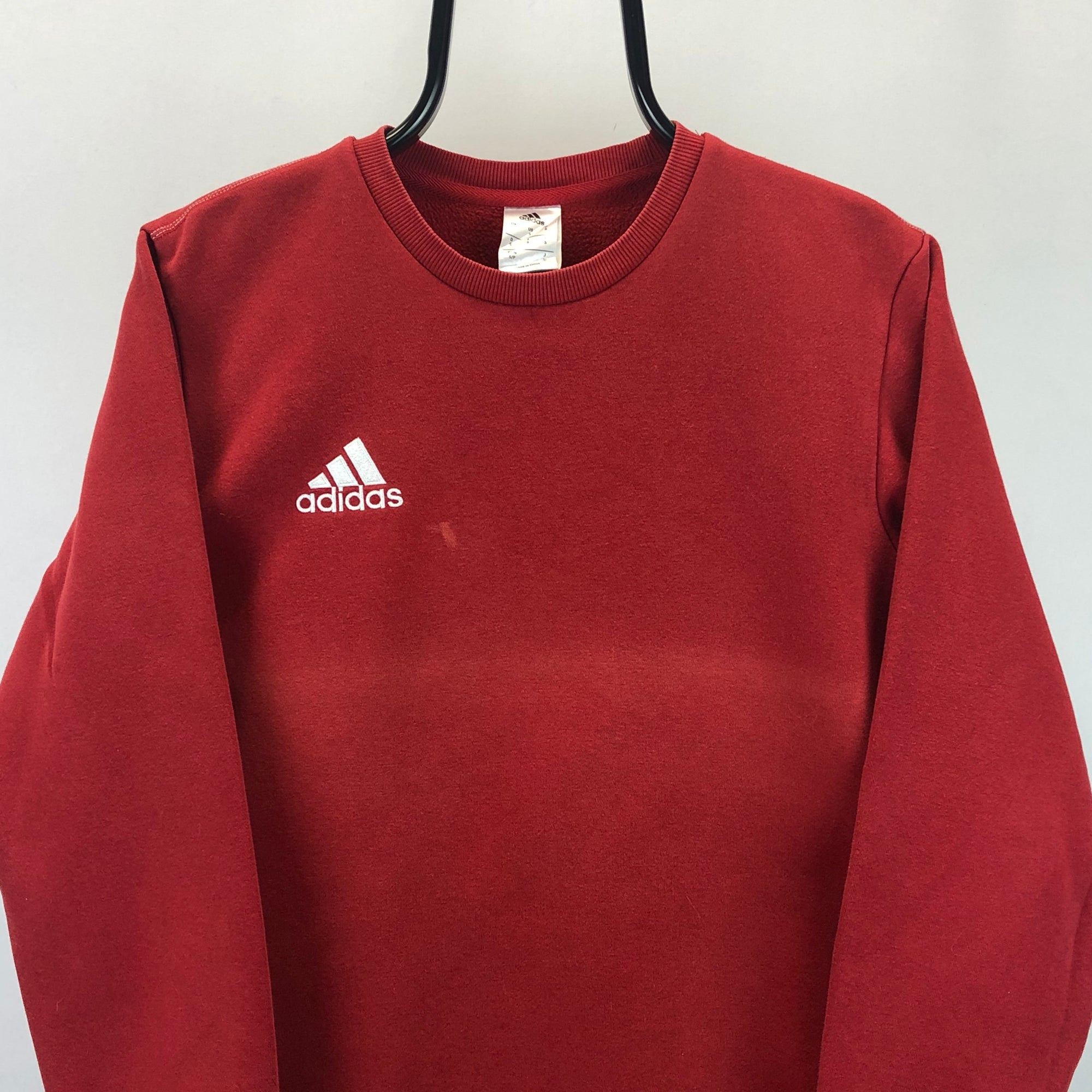 Adidas Embroidered Small Logo Sweatshirt in Red - Men's Small/Women's Medium