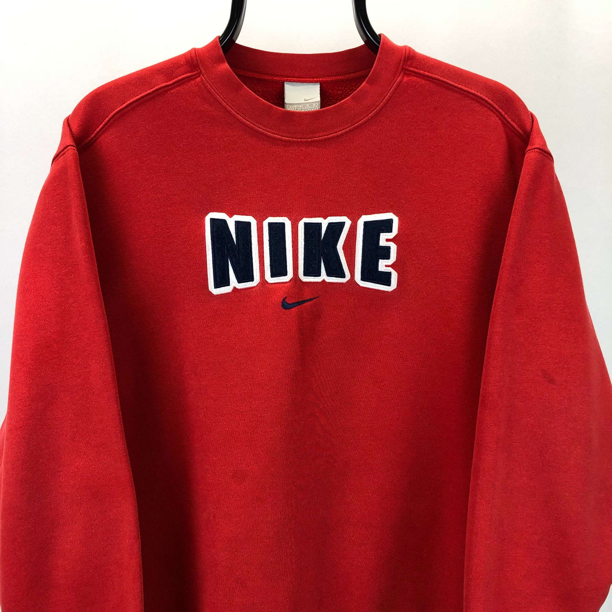 Vintage Nike Spellout Sweatshirt in Red/Navy - Men's Small/Women's Medium