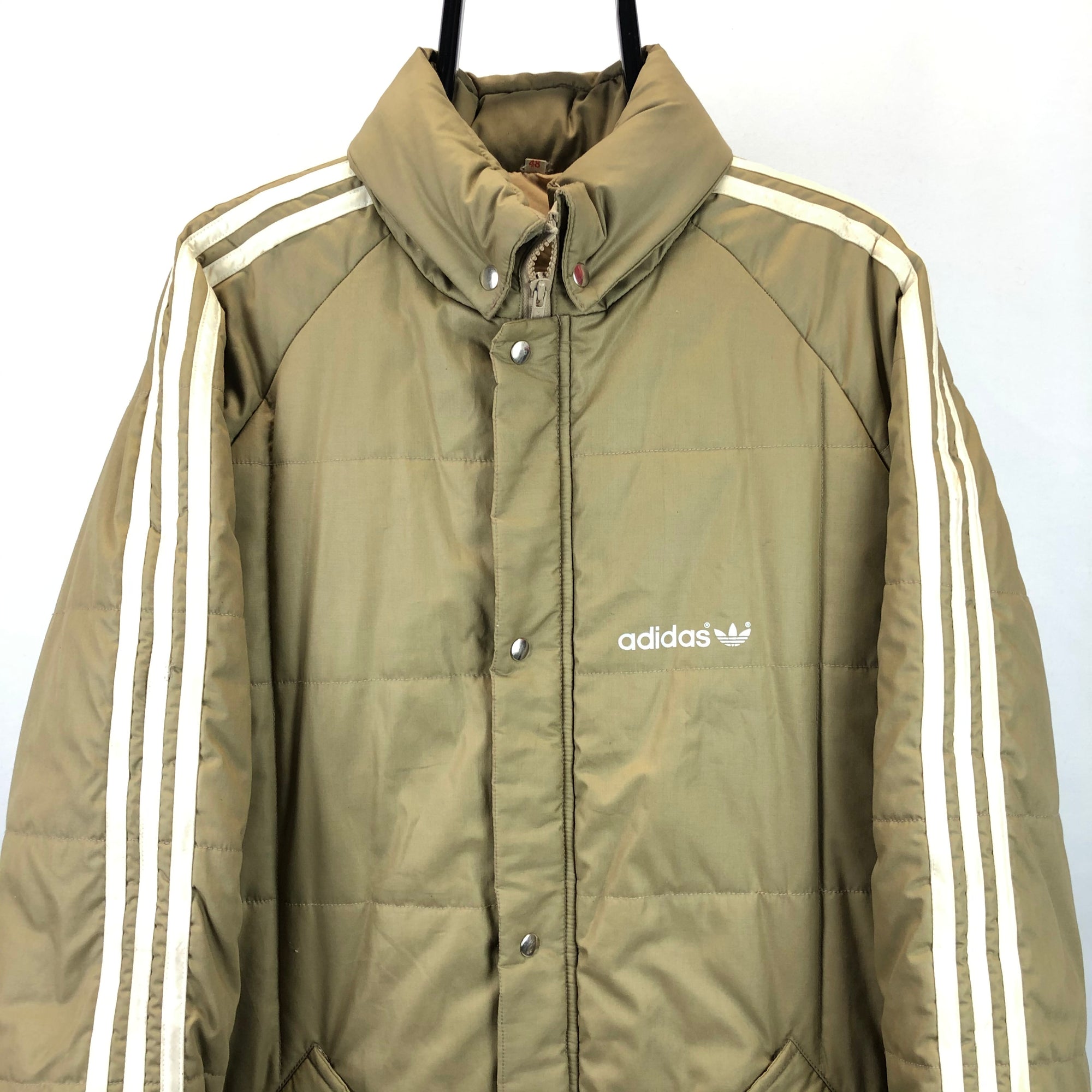 Vintage Adidas Long Puffer Jacket in Brown/Beige - Men's Large/Women's XL