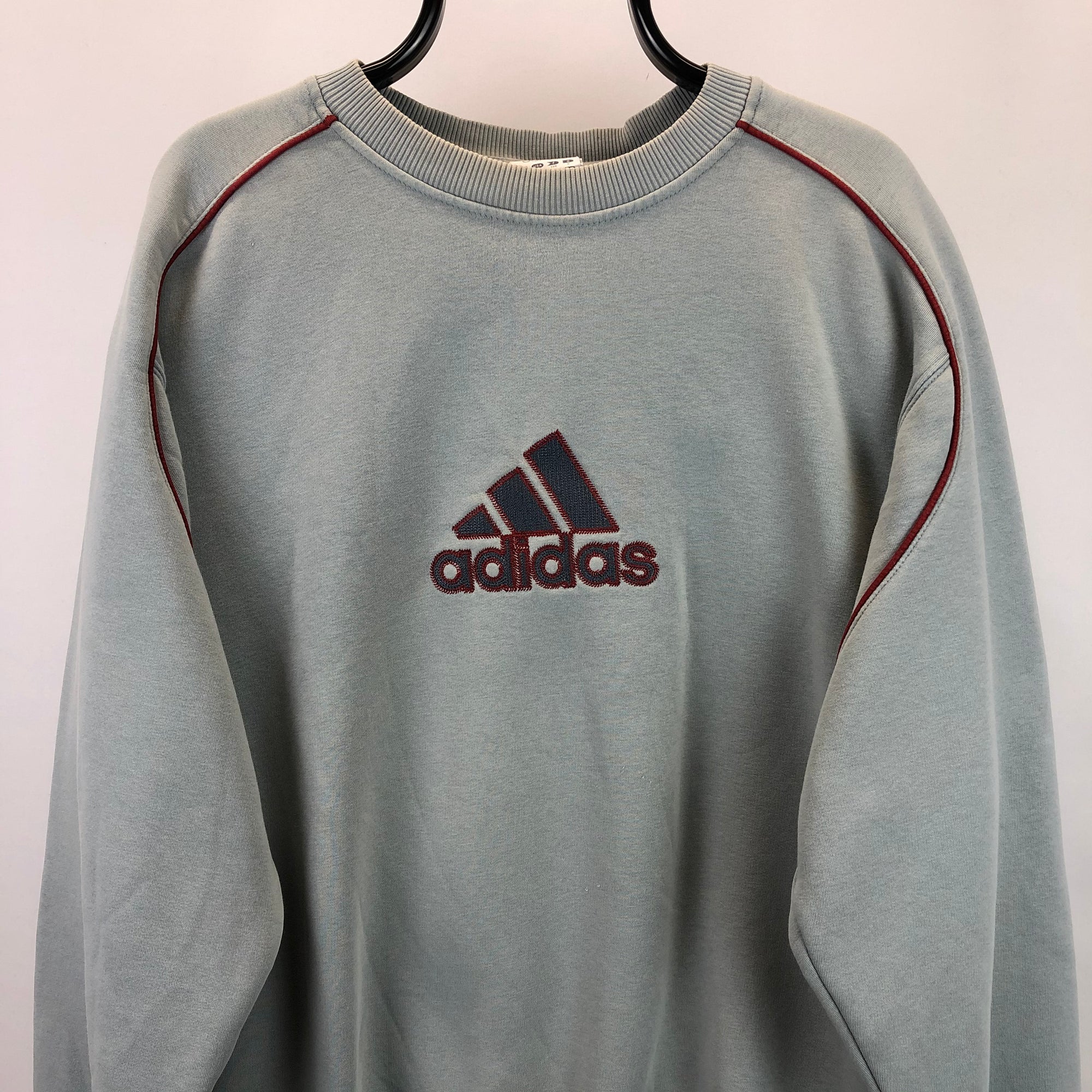 Vintage 90s Adidas Spellout Sweatshirt in Stone/Red - Men's XL/Women's XXL
