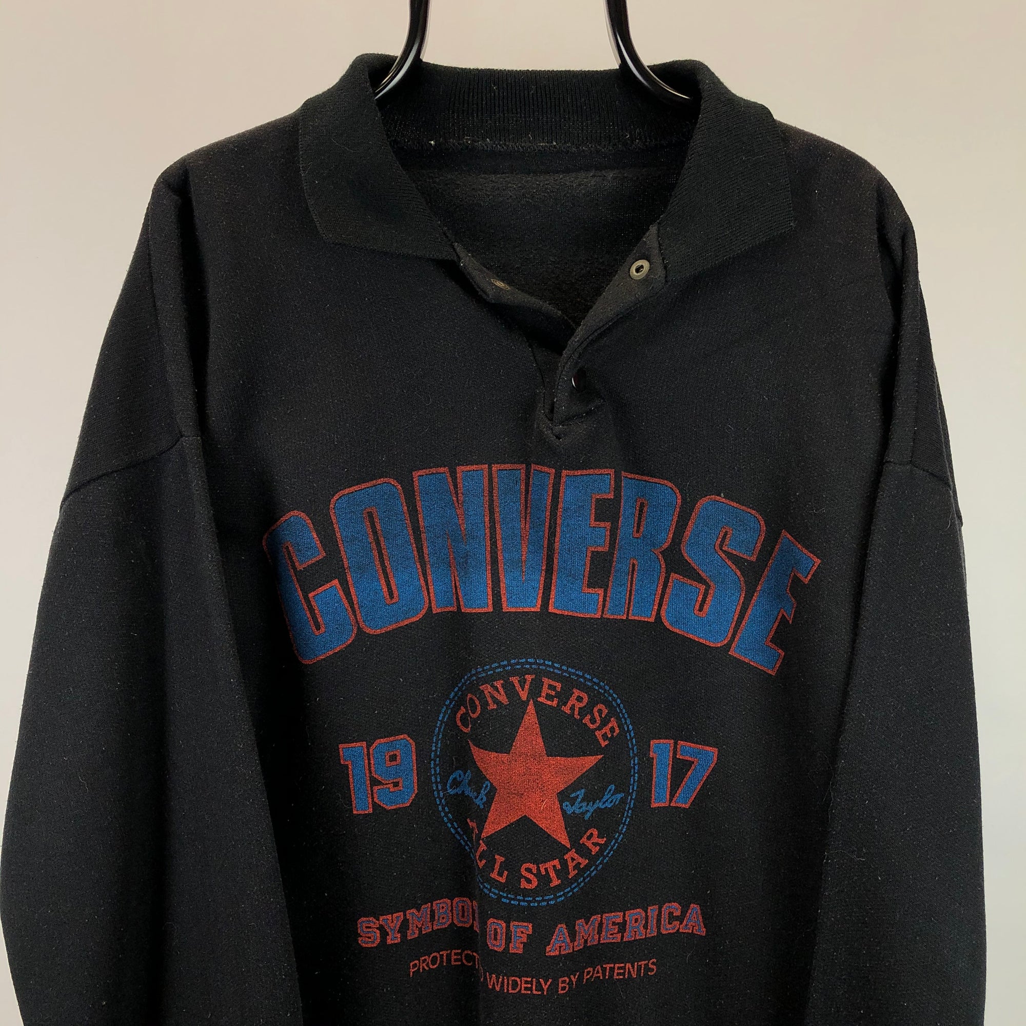 Vintage 80s Converse Button Up Sweatshirt - Men's Large/Women's XL