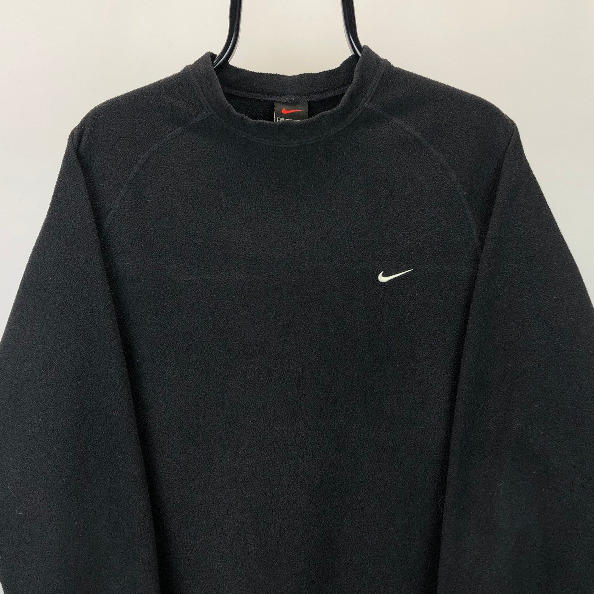 Vintage 90s Nike Embroidered Small Swoosh Fleece Sweatshirt in Black - Men's Medium/Women's Large