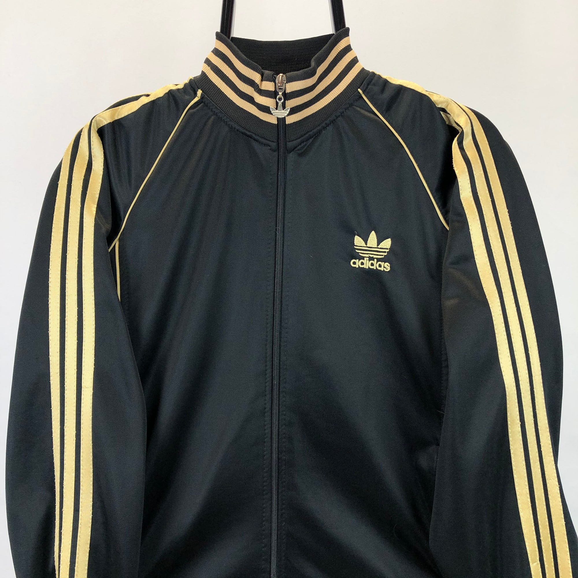 Vintage 90s Adidas Track Jacket in Black/Gold - Men's XS/Women's Small
