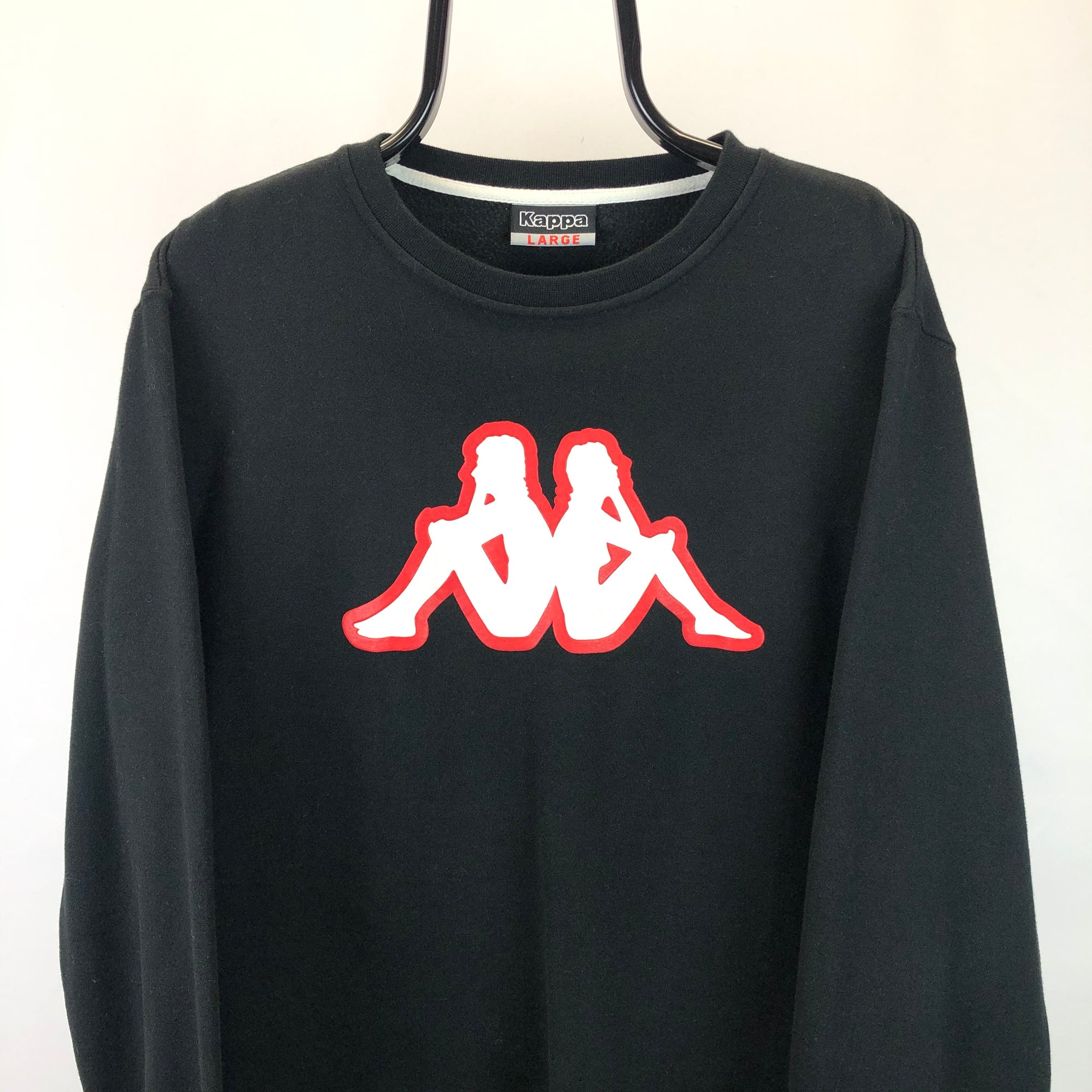 Kappa Big Logo Sweatshirt in Black/Red/White - Men's Large/Women's XL