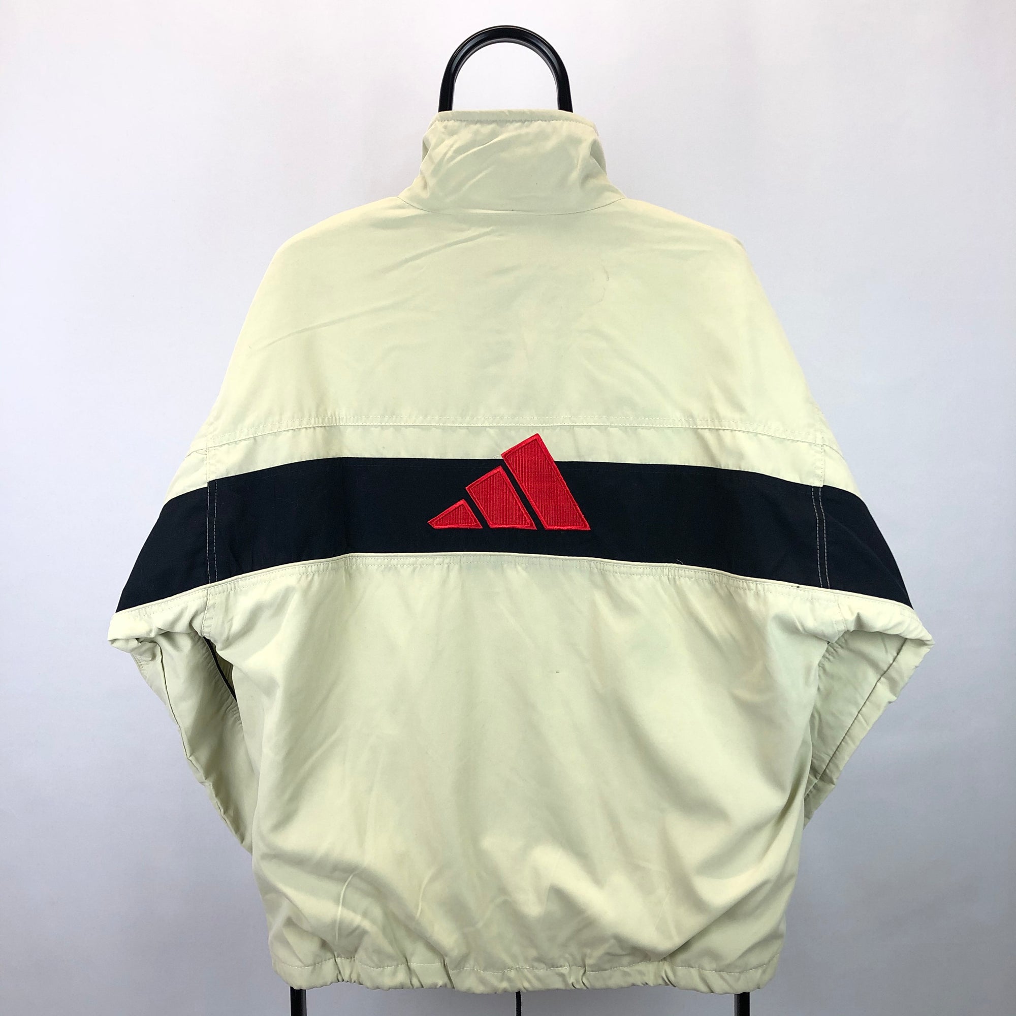 Vintage 90s Adidas Track Jacket in Beige - Men's Large/Women's XL