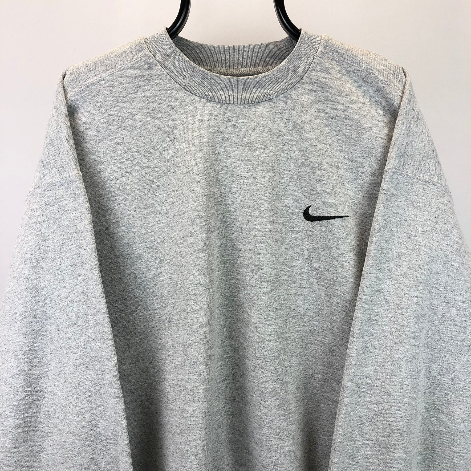 Vintage 90s Nike Embroidered Small Logo Sweatshirt in Grey - Men's XL/Women's XXL