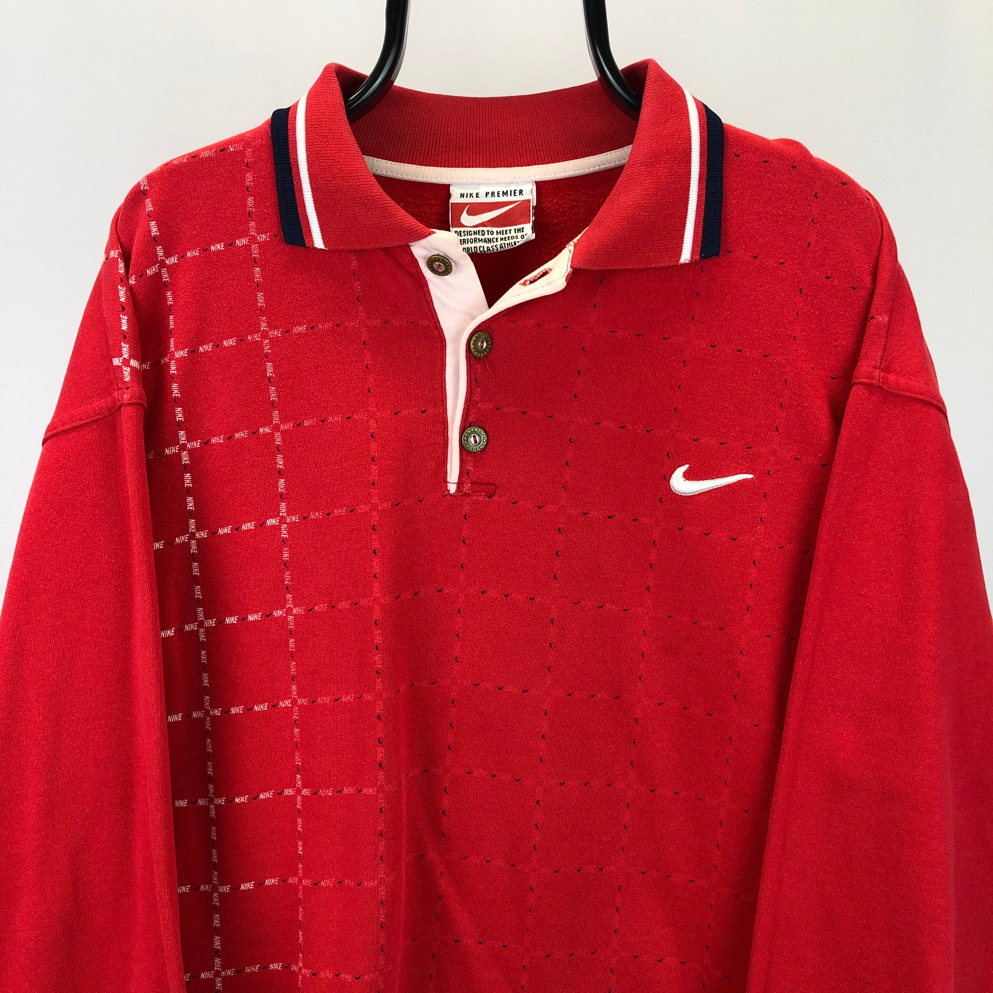 Vintage 90s Nike Button Up Collared Sweatshirt - Men's Large/Women's XL