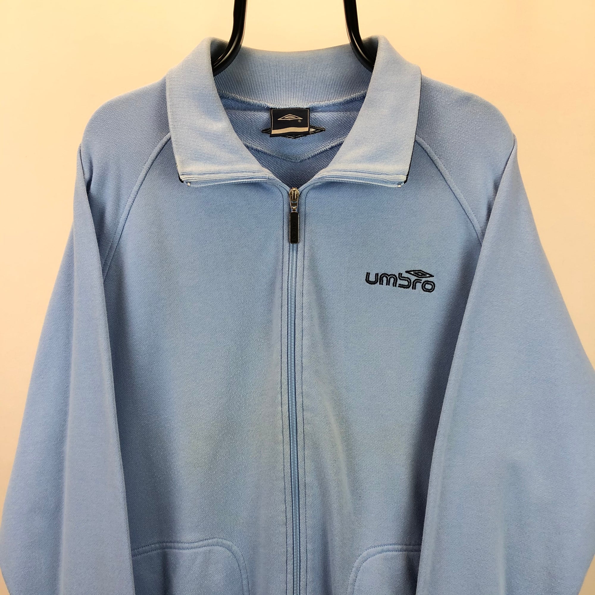 Vintage Umbro Zip Up Sweatshirt Jacket in Baby Blue - Men's Large/Women's XL