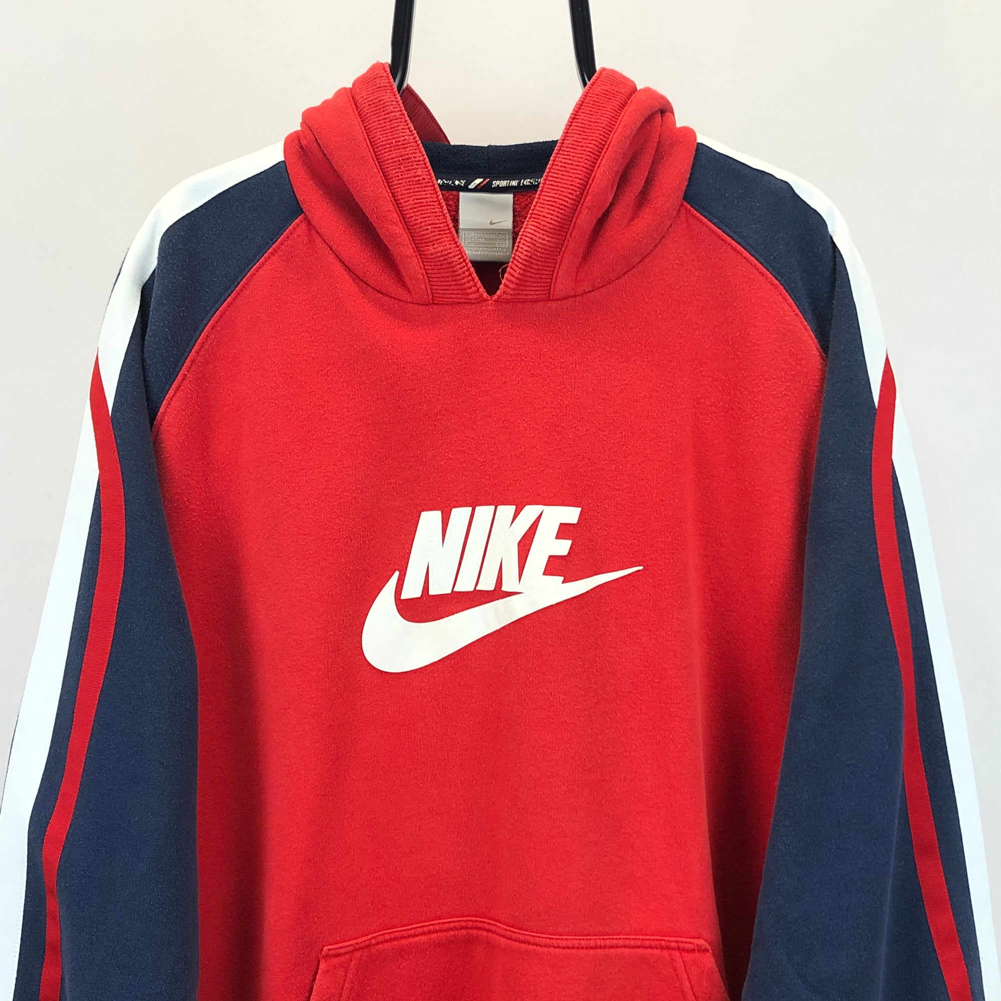 Vintage Nike Spellout Hoodie in Red/Navy/White - Men's XXL/Women's XXXL