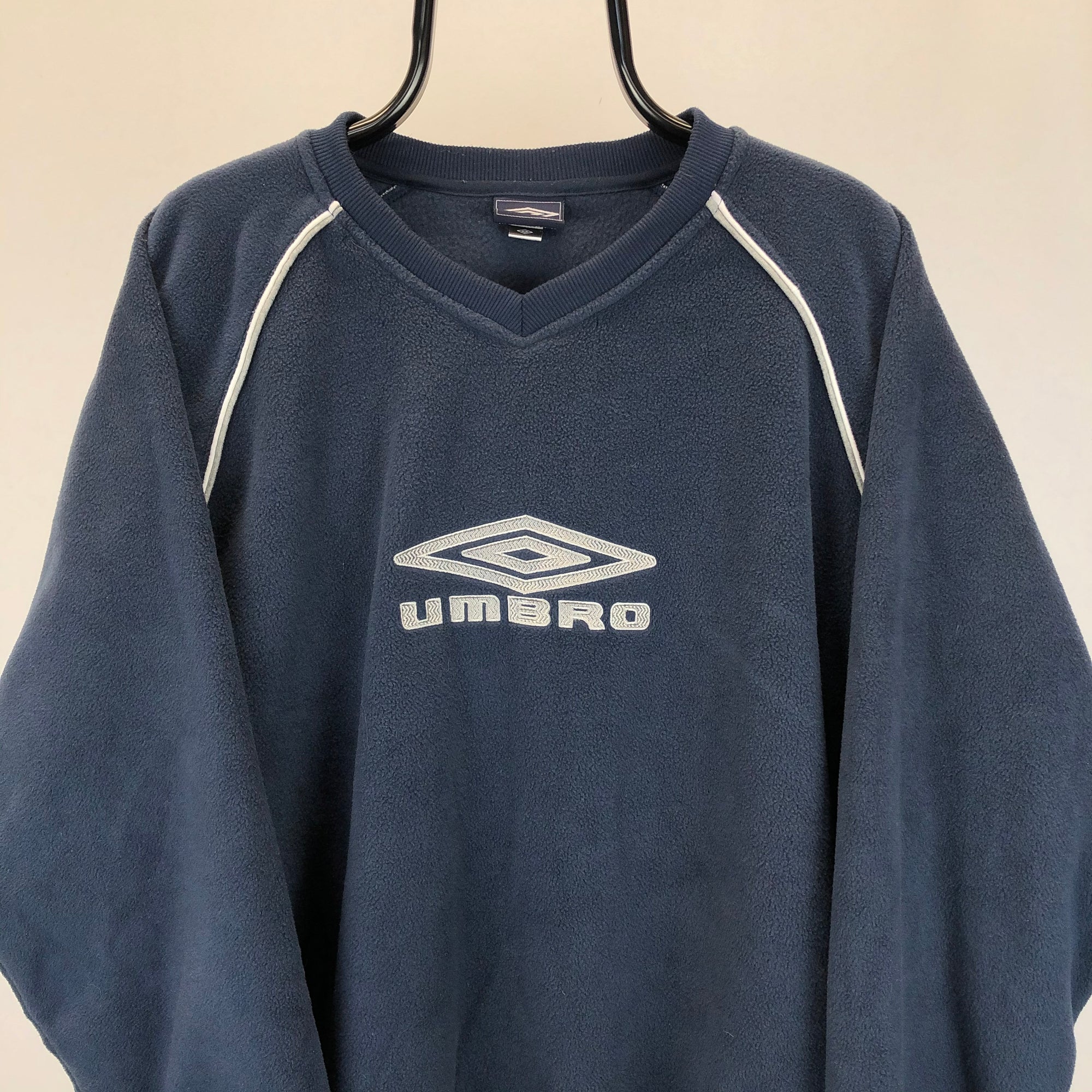 Vintage Umbro Spellout Fleece Sweatshirt in Navy - Men's XL/Women's XXL