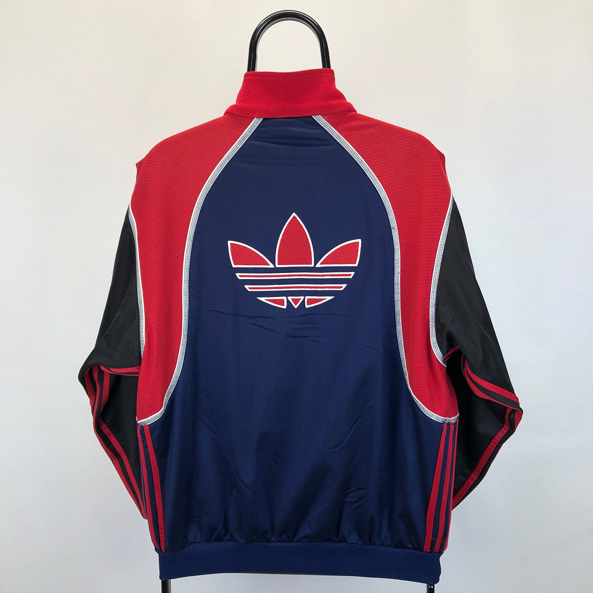 Vintage 80s Adidas Track Jacket in Navy/Red/Black - Men's Medium/Women's Large
