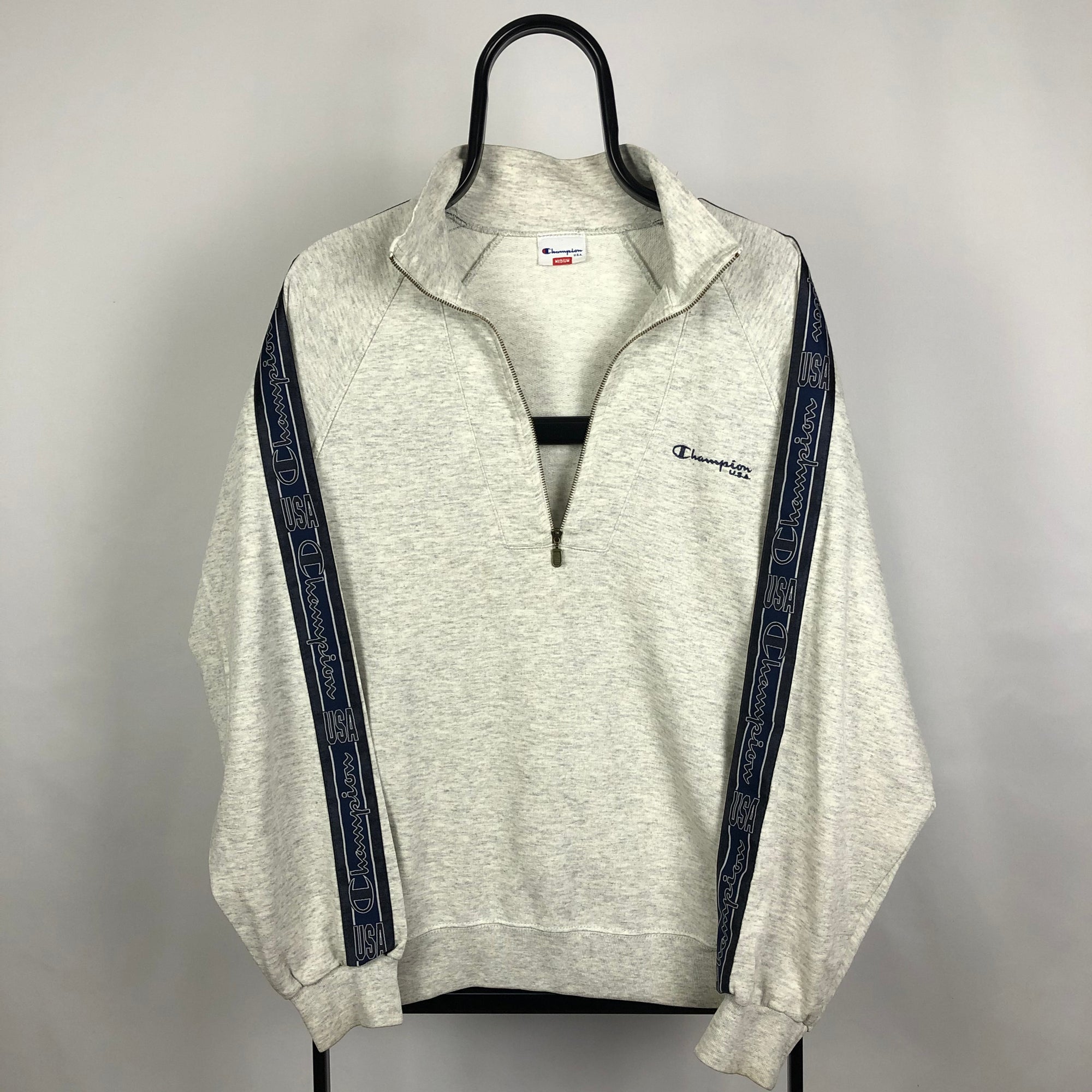 Champion 1/4 Zip Sweatshirt in Grey - Men's Medium/Women's Large