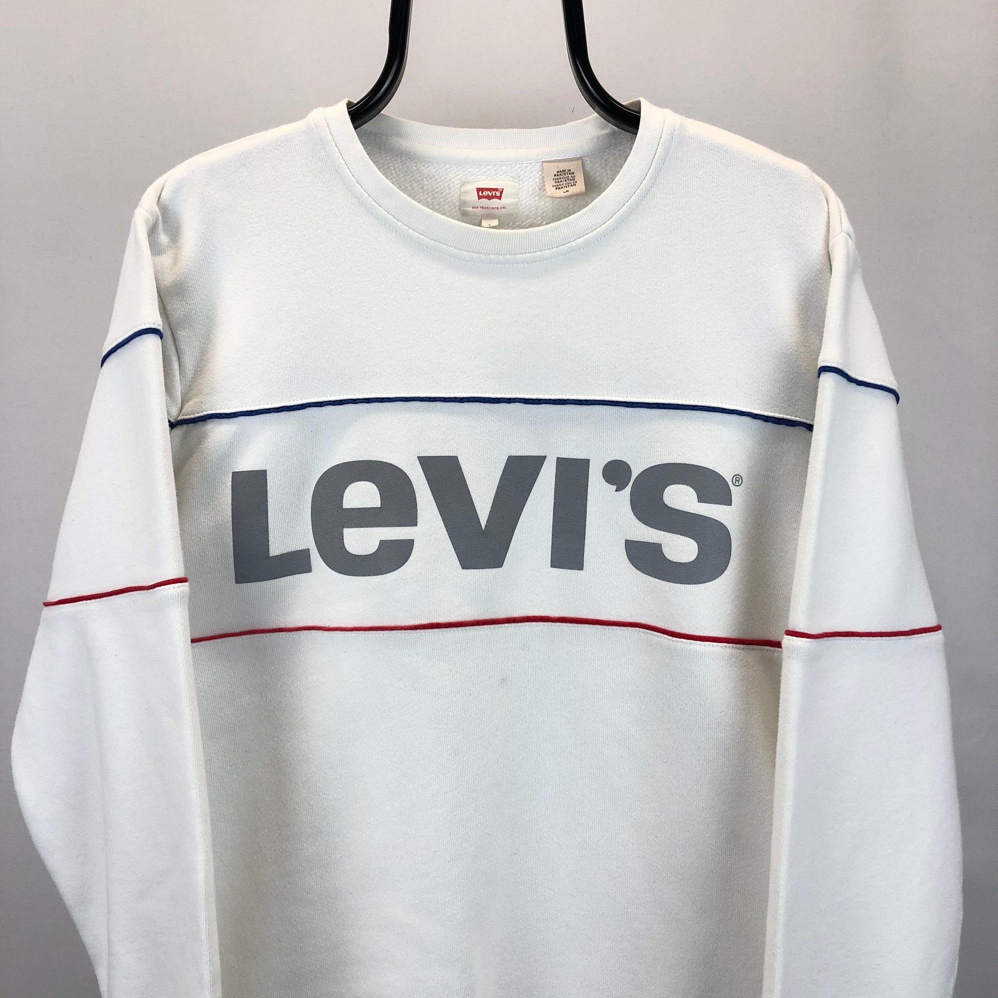 Levi's Spellout Sweatshirt in White/Silver - Men's Medium/Women's Large