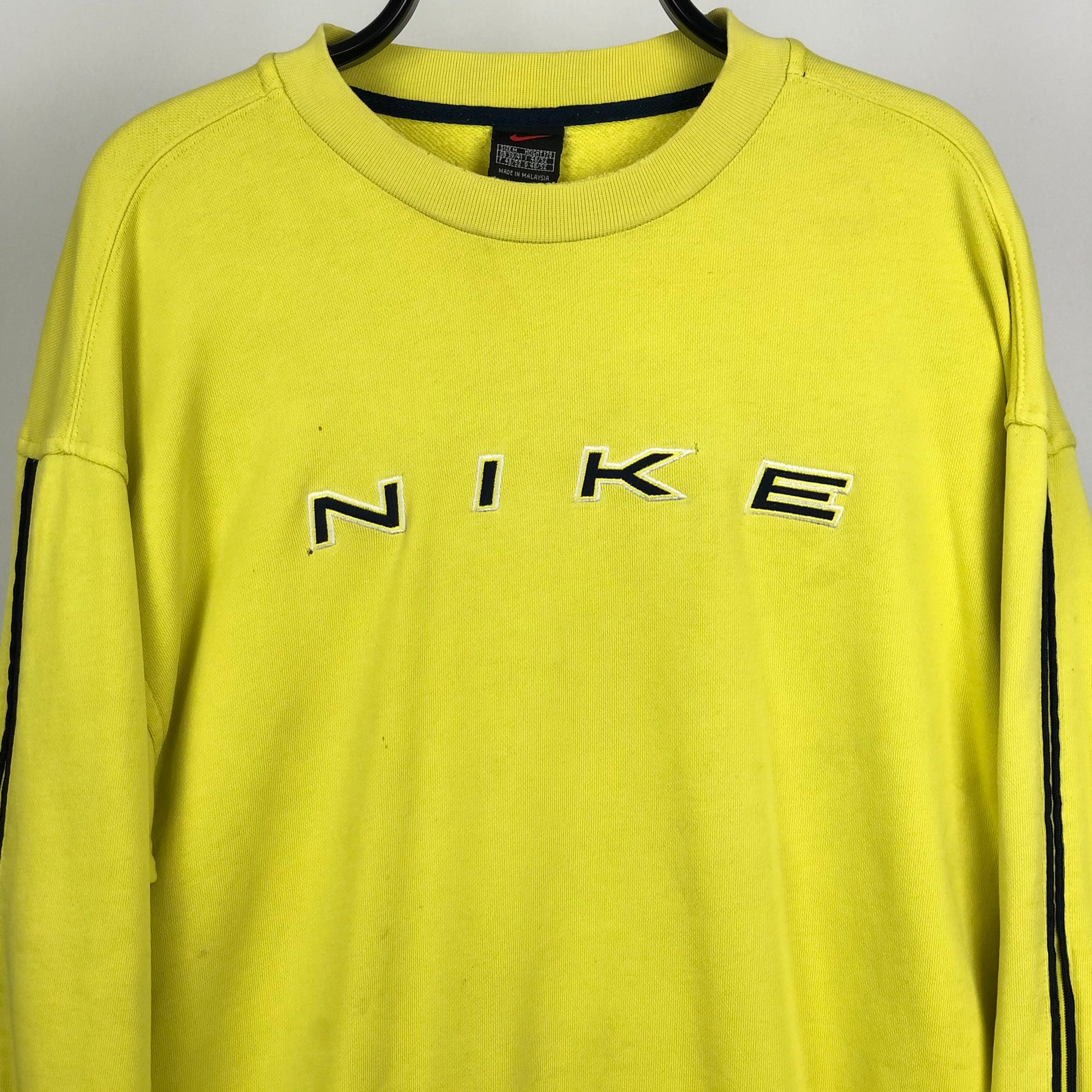 Vintage 90s Nike Spellout Sweatshirt in Volt Yellow - Men's Medium/Women's Large
